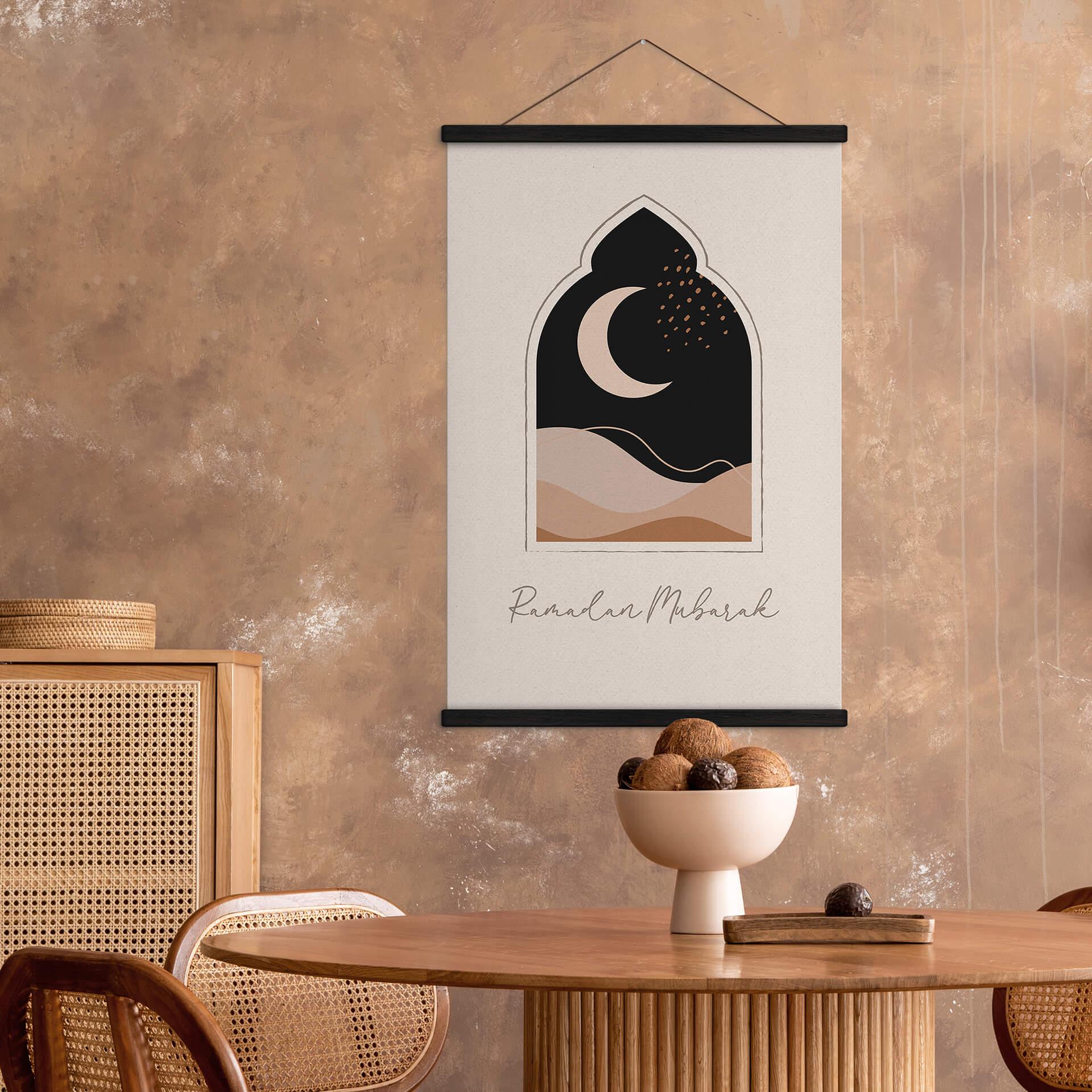 Obraz tkaniny Ramadan Mubarak półksiężyc