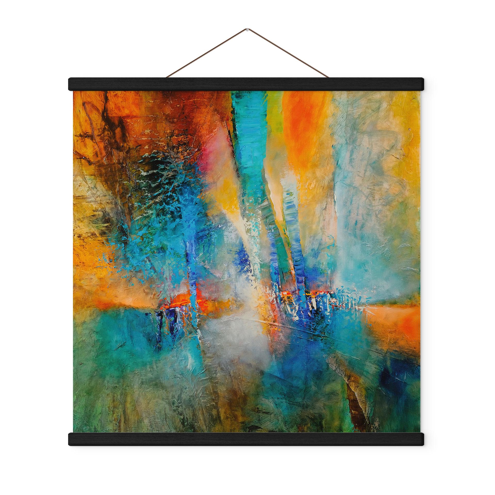 Tekstil plakat Urban light i blå og orange - Schmucker - Square