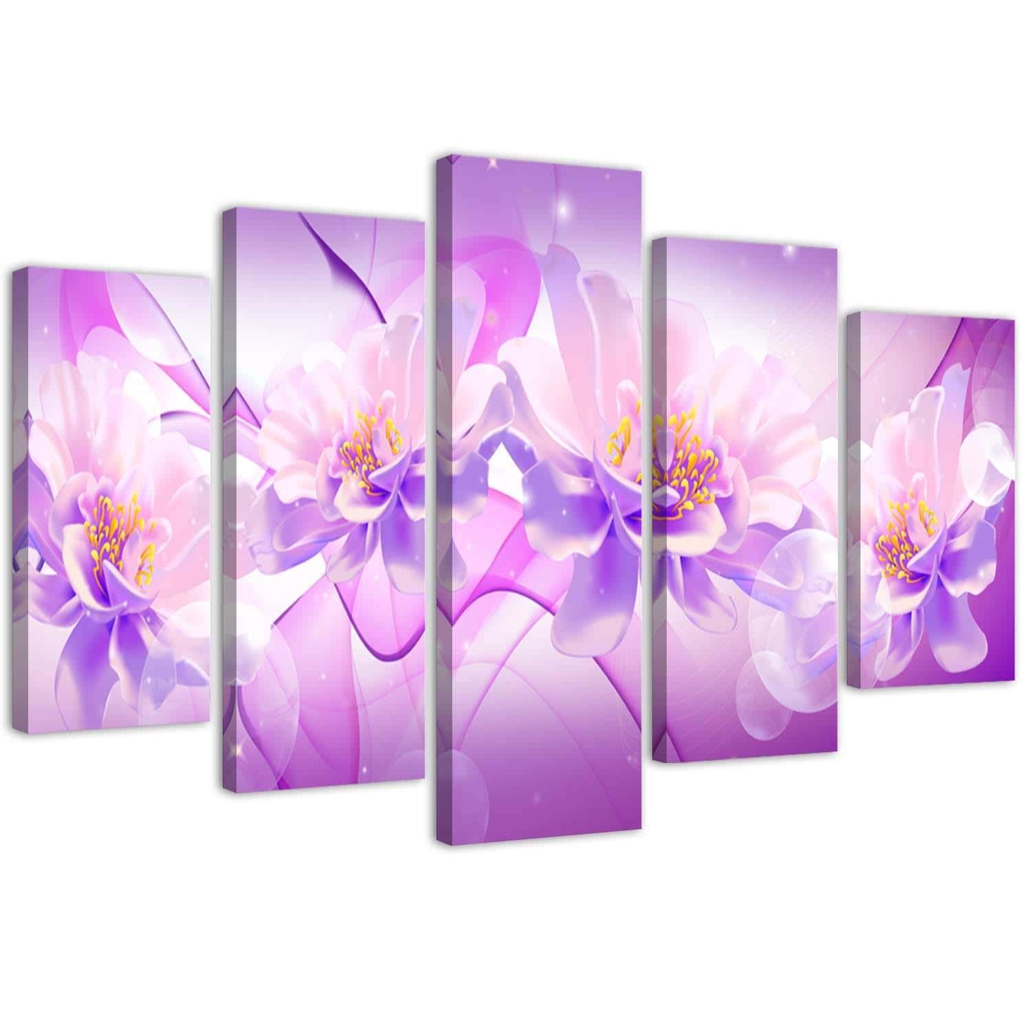 5 stykke lærred print Violet blomster natur