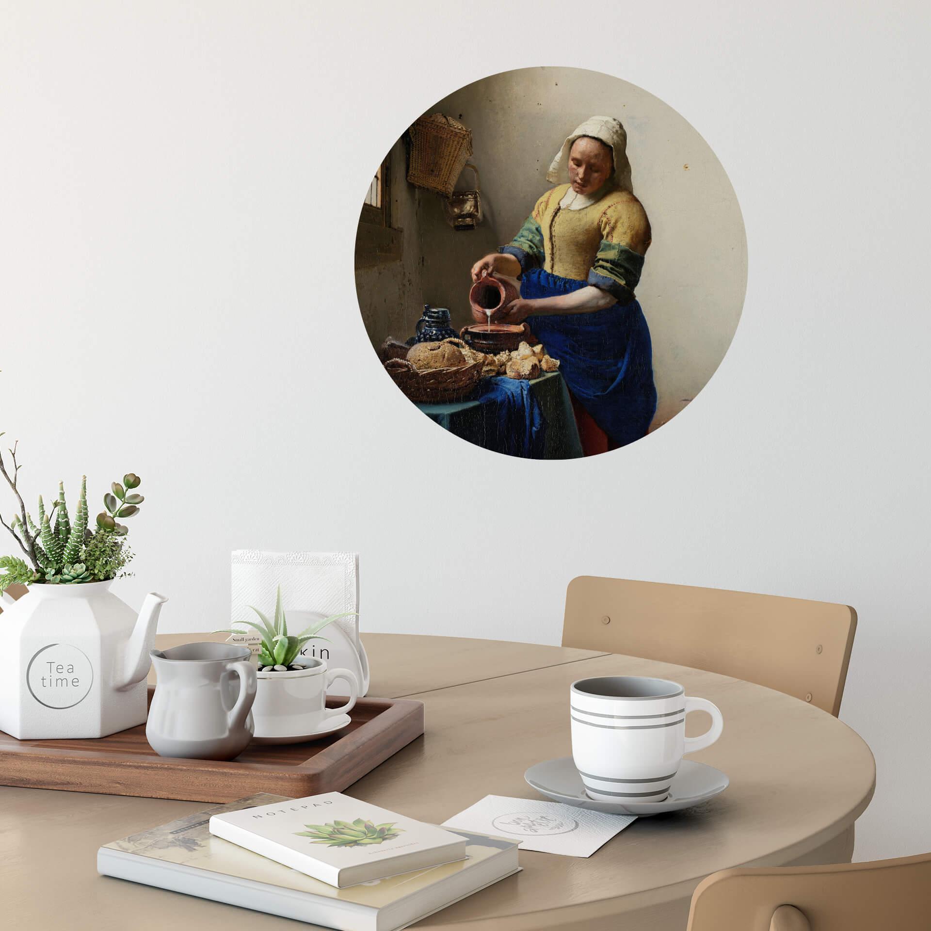Wandtattoo Vermeer - Das Mädchen mit dem Milchkrug - rund