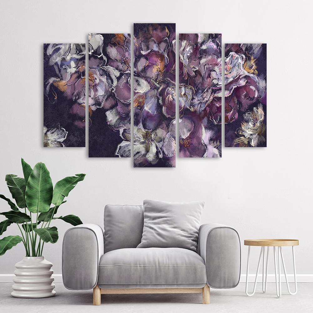 5 stykke lærredstryk, Irisblomst