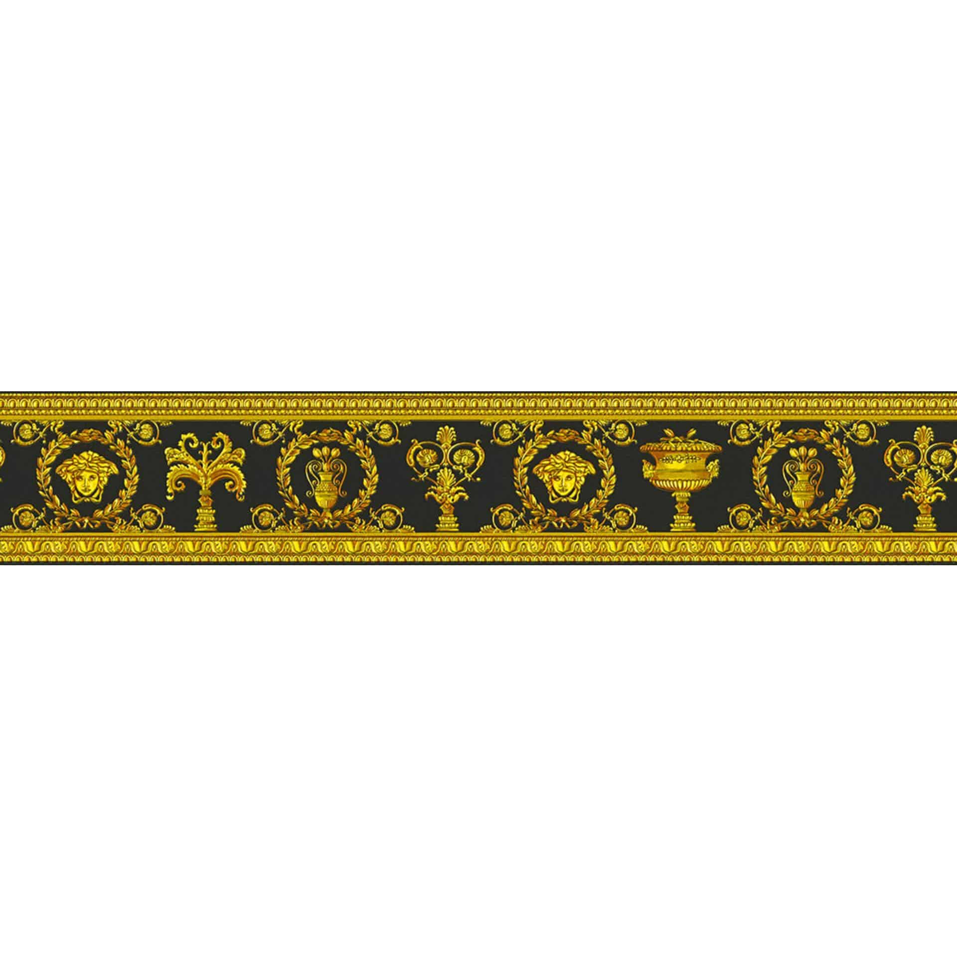 Versace tapet, Bort med Vanitas ornamenter, barok guld, gul, sort