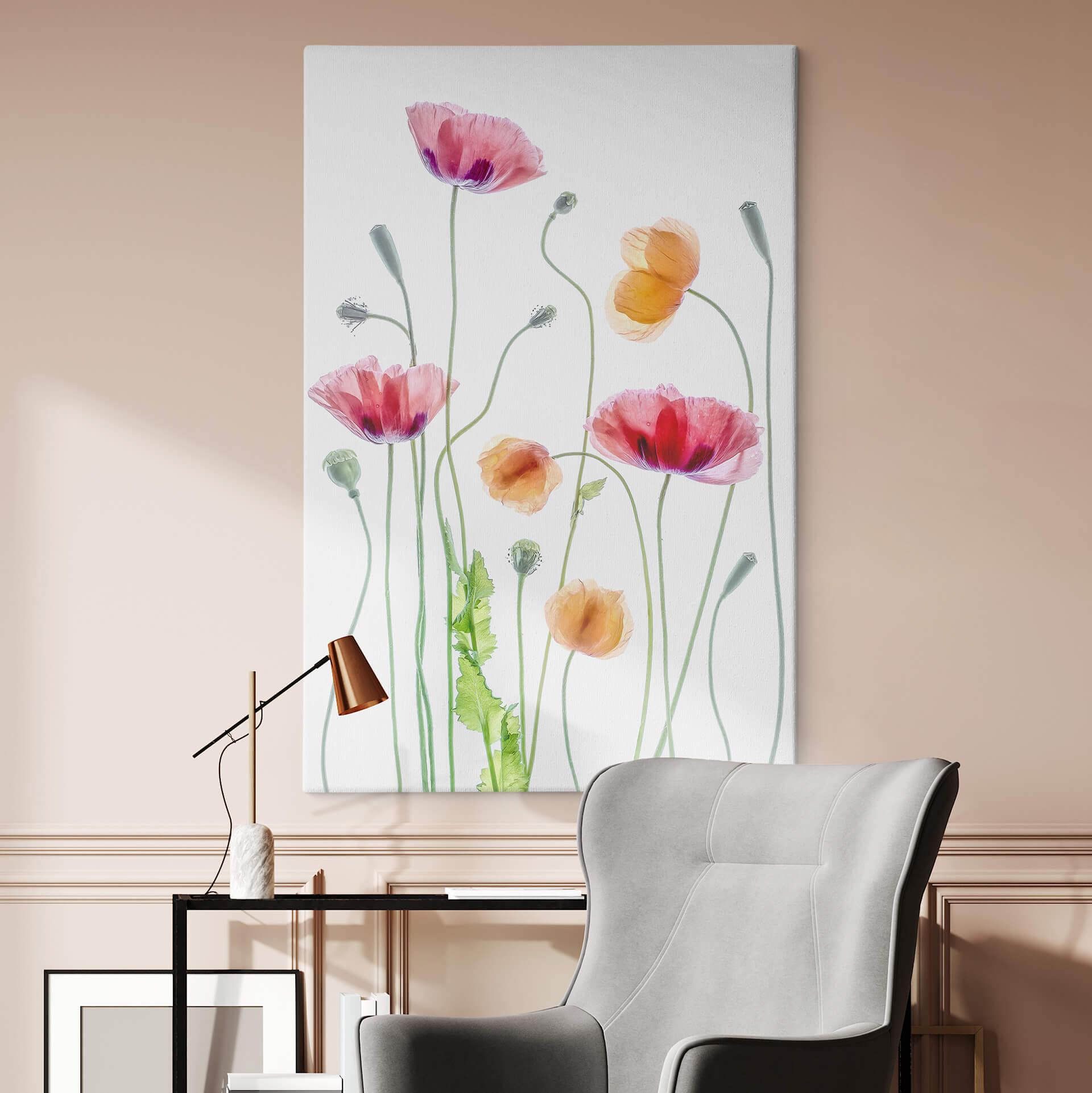 Lærredsprint - Disher - Colourful Poppies