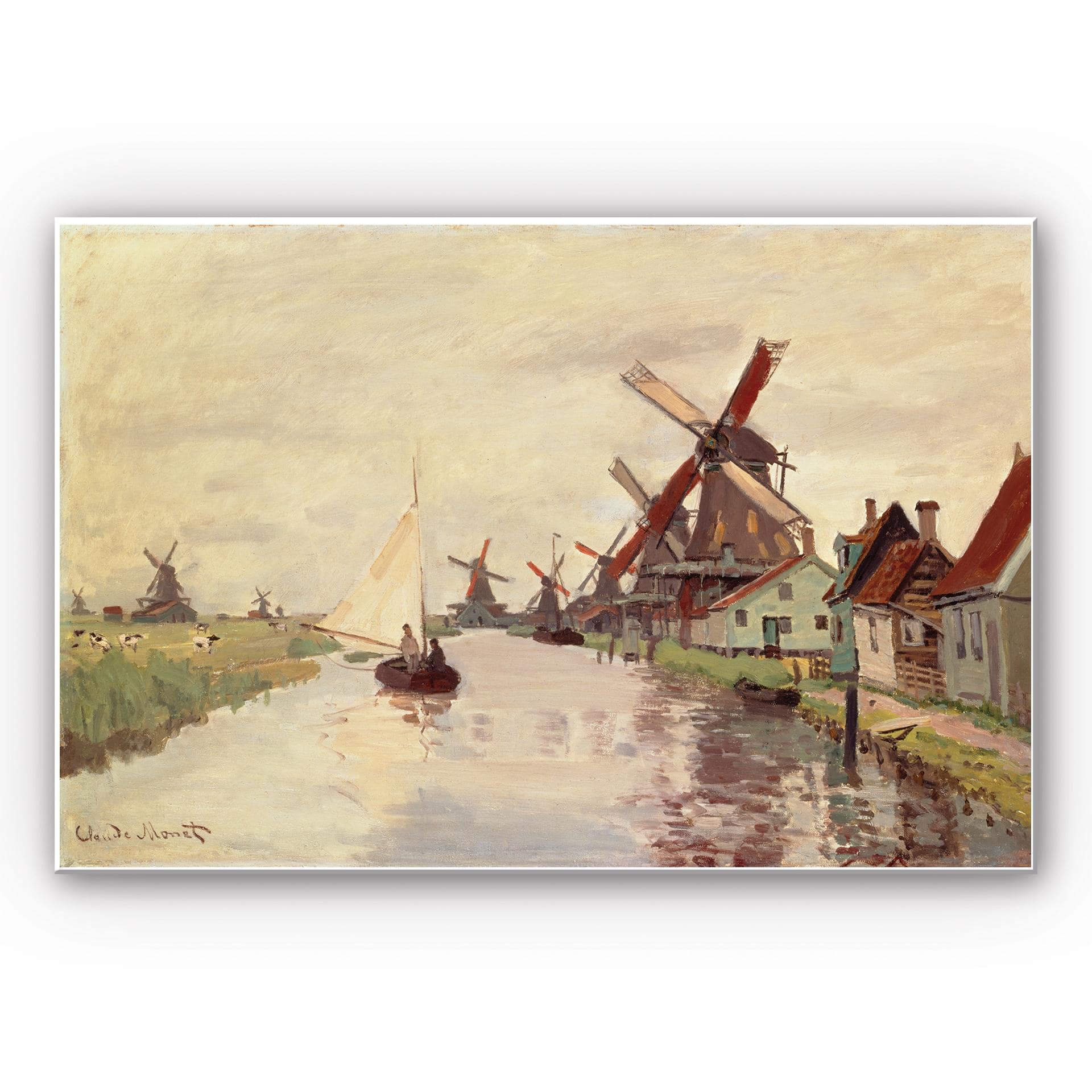Tableau Forex - Monet - Paysage hollandais avec des moulins à vent