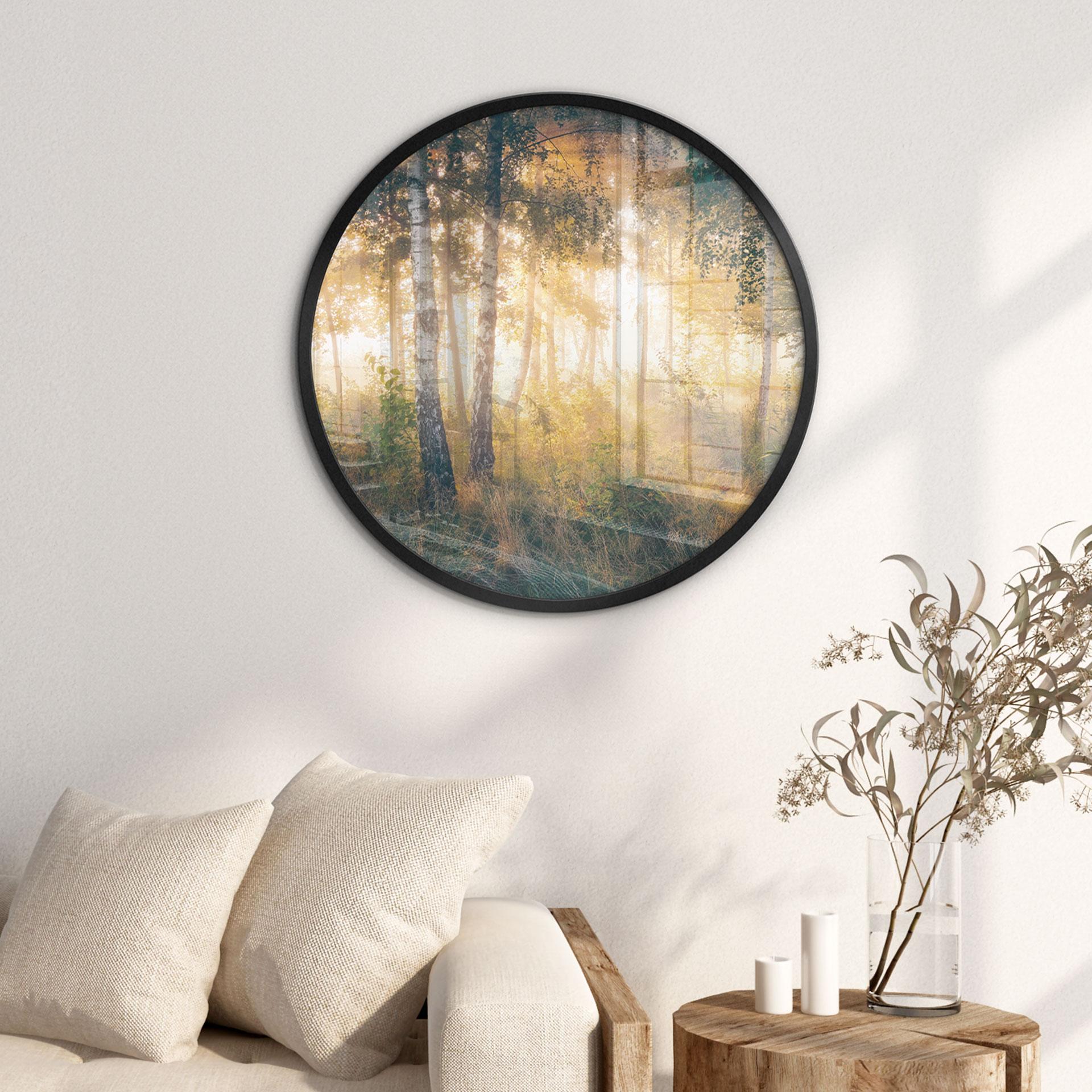 Póster Sol en el bosque de abedules - Kado - Redondo