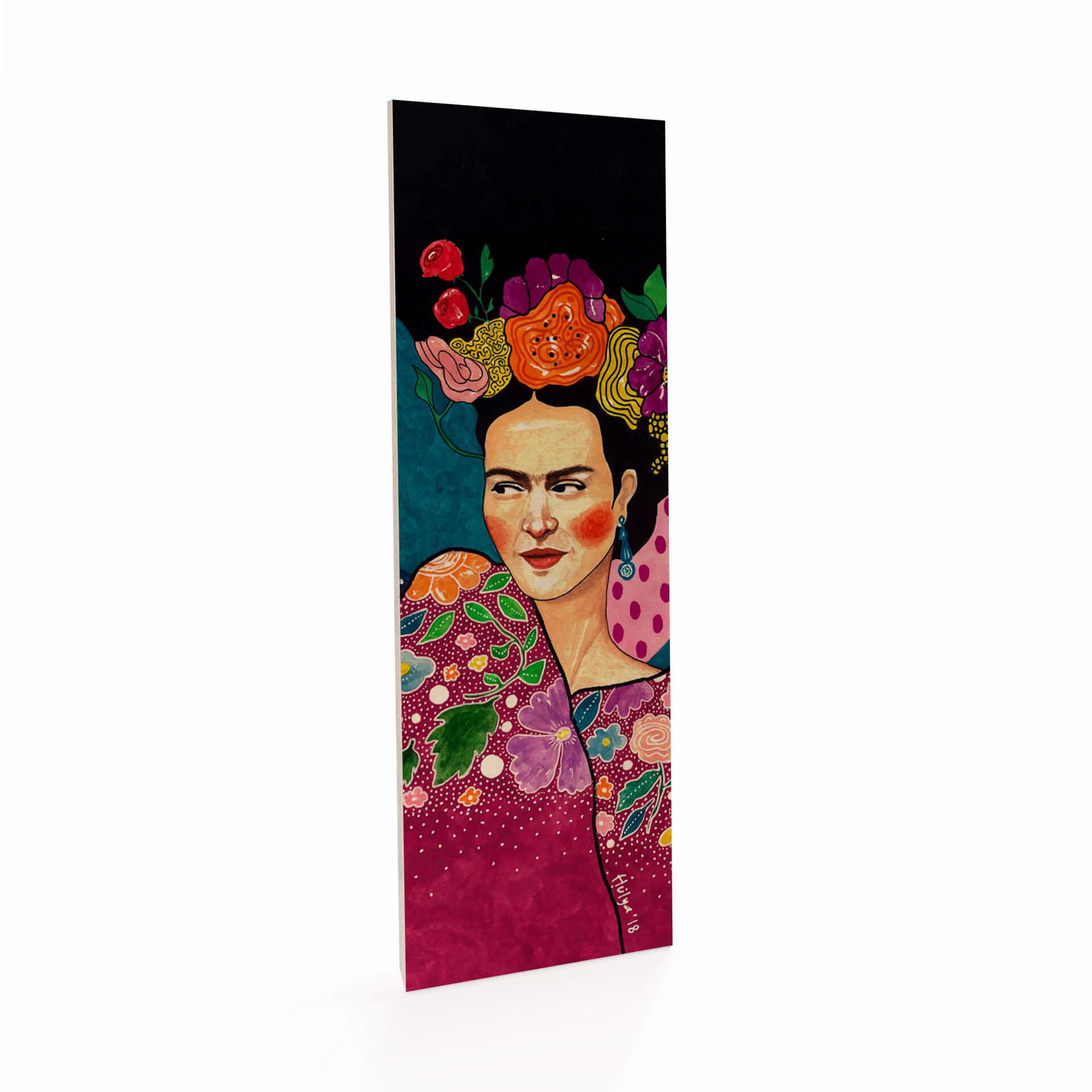 Holzbild Hülya - Frida - Panorama - 10x30 cm