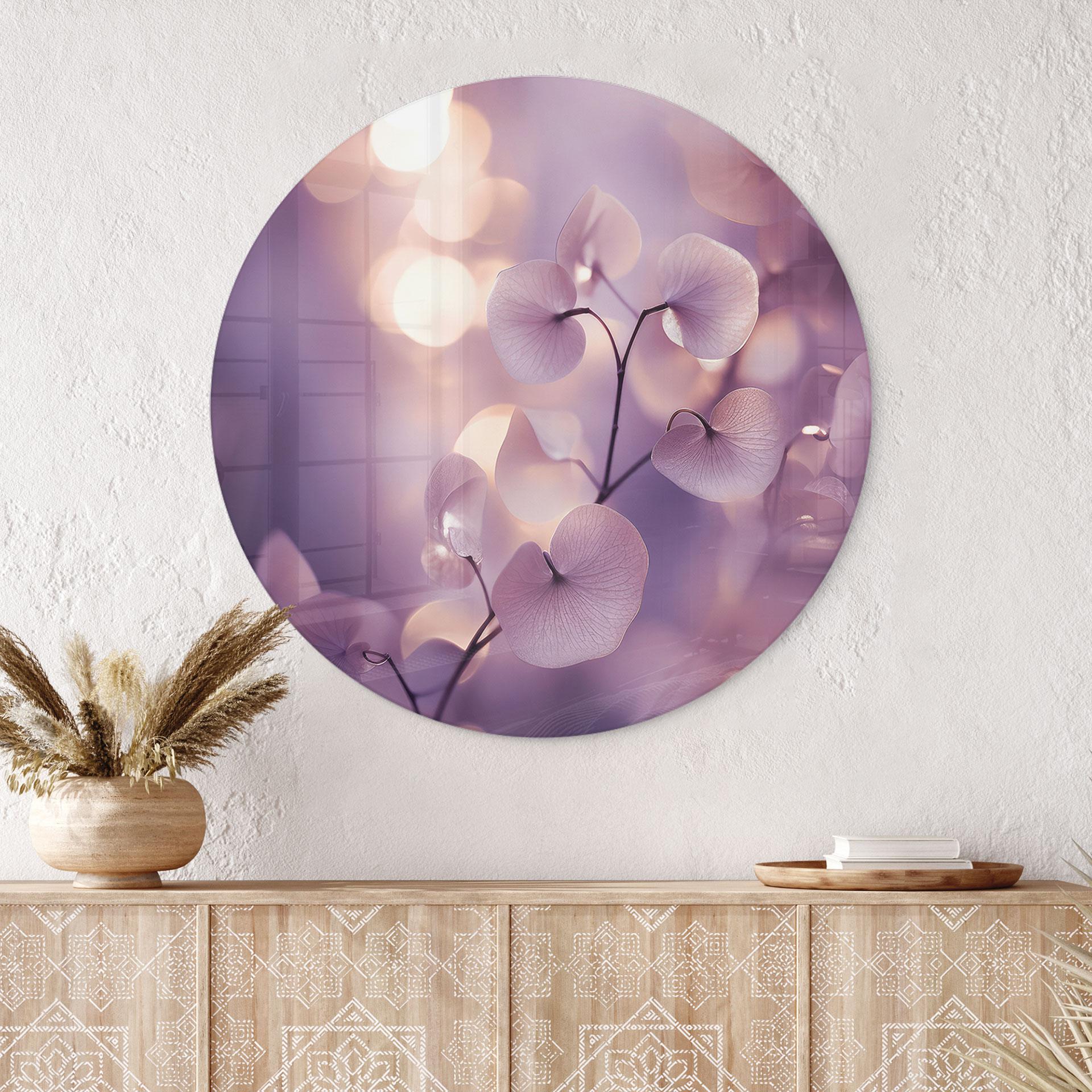 Glasschilderijen Delicate orchidee in paars - Treechild - Rond