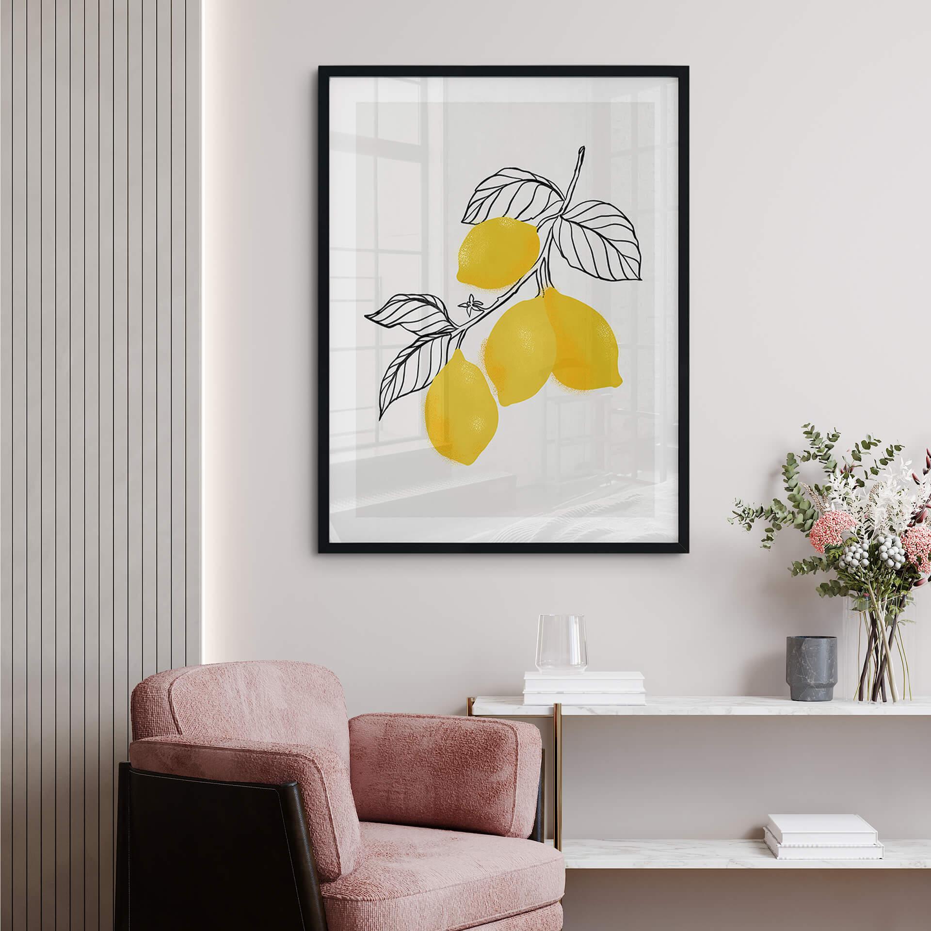 Poster Blursbyai - Illustratie van een tak Citroenen