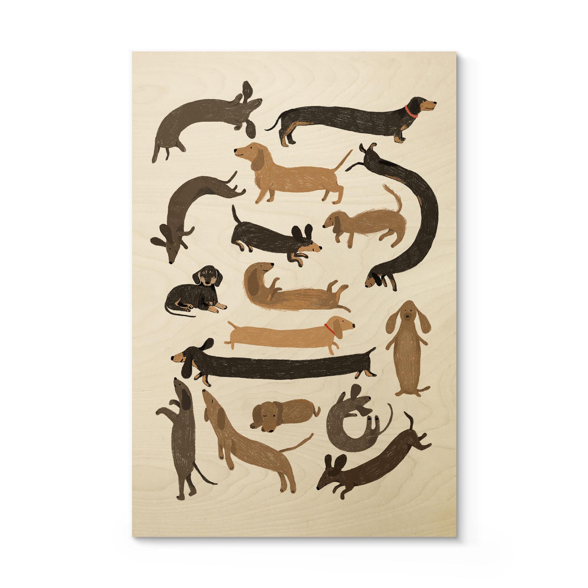 Træplakat Legende gravhunde - Illustration af hund - Melin