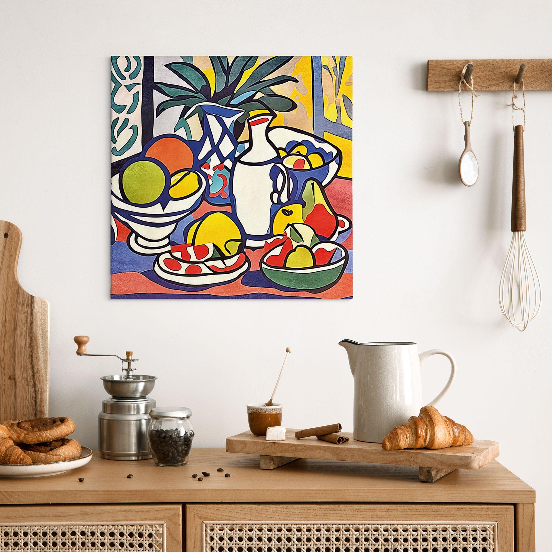 Lærredsprint - Mælk og frugt - Inspireret af Matisse - Zamart