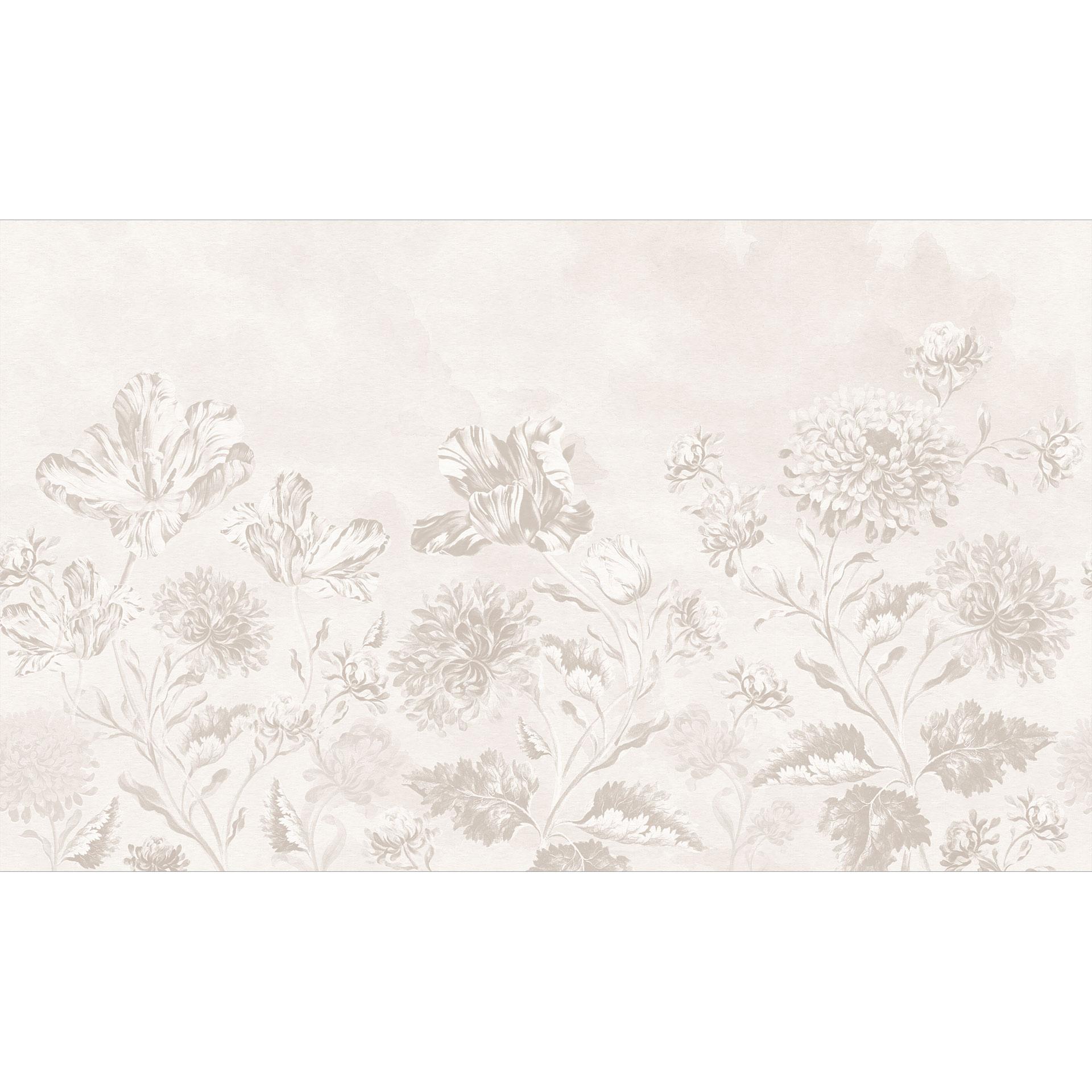 Bloemen Fotobehang - wilde bloemen in krijtlook grijs - Bloomery Decor