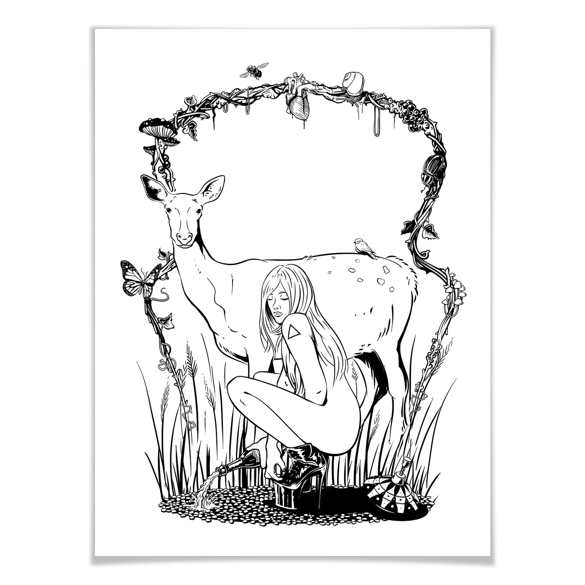 Plakat - Drawstore - Deer n Girl