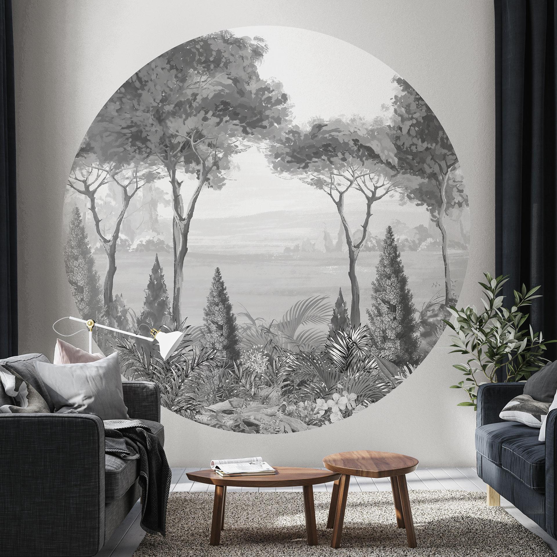 Fotobehang Idyllisch plantenlandschap - Ms Tiff - Rond - Zelfklevend/niet-geweven