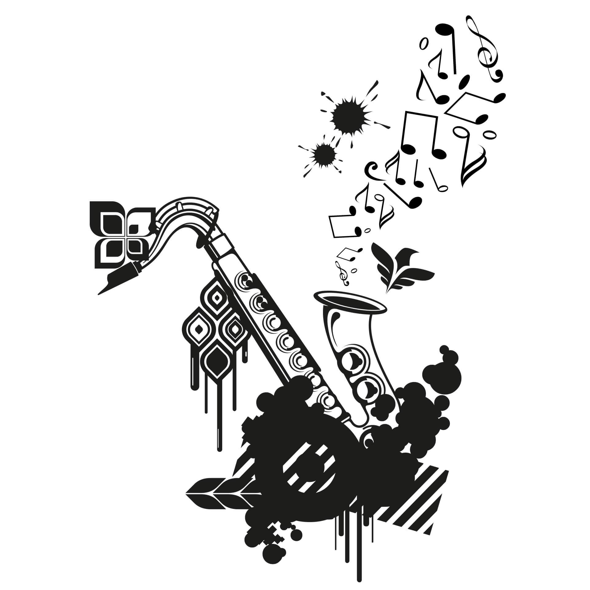 Wandtattoo Saxophon abstrakt