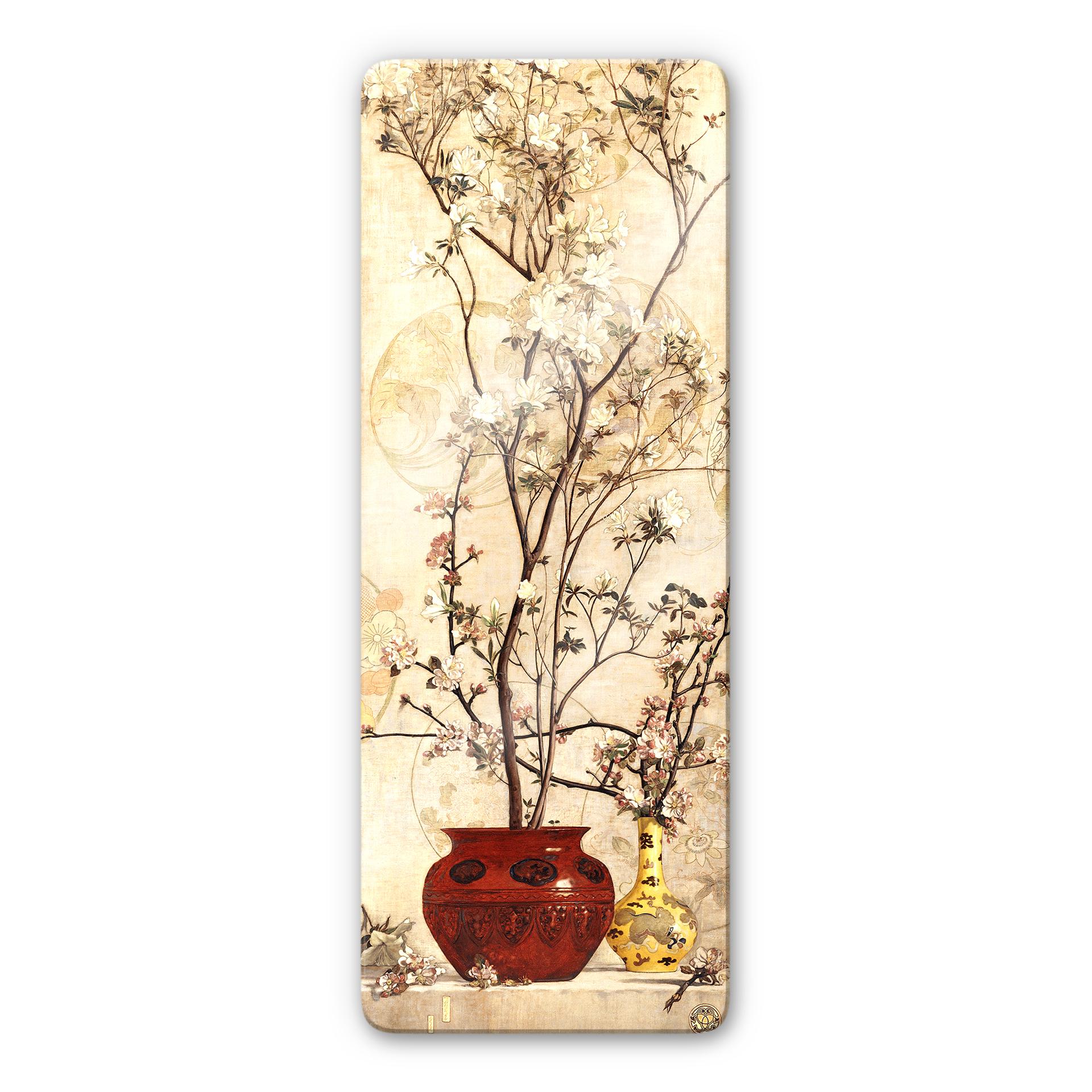 Tableau en verre - Coleman - Nature morte et azalée avec une casserole chinoise -Panorama