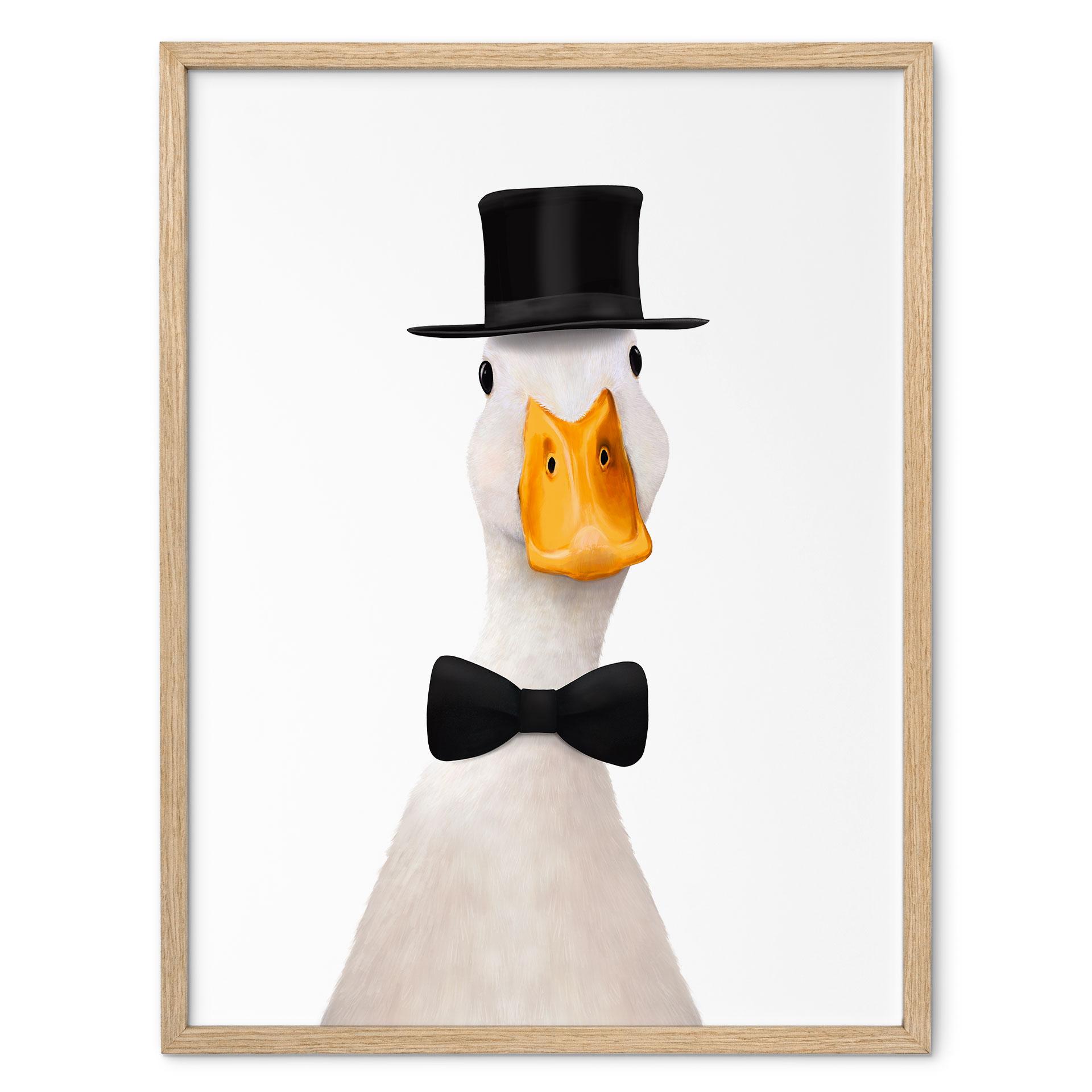 Poster Gentleman Oie avec chapeau haut-de-forme - Korenkova