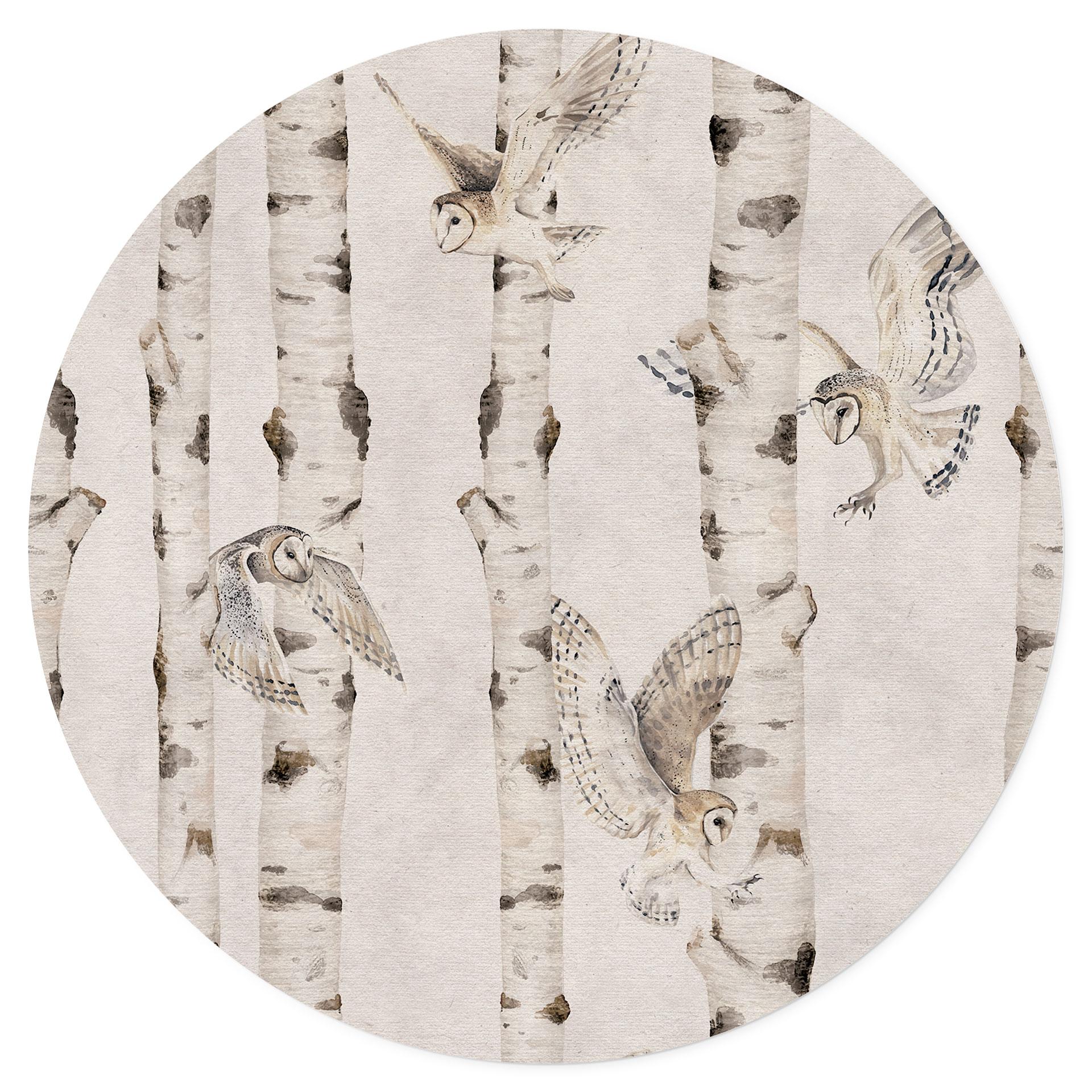Wallsticker Ugler i birkeskoven - Kikki Belle - Rund