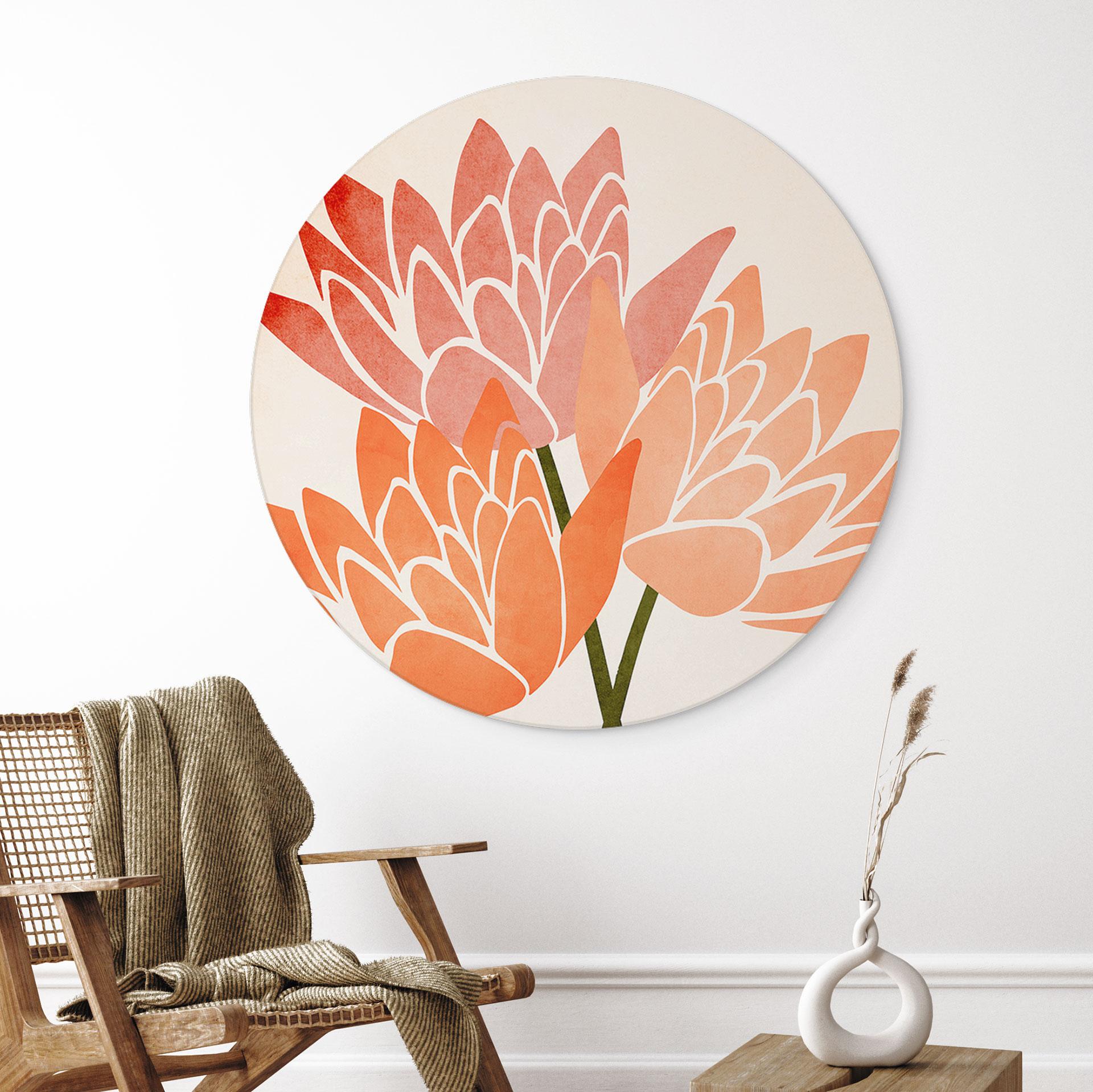 Wandbild Farbenfrohe Lotusblumen - Kubistika - Alu-Dibond - Rund
