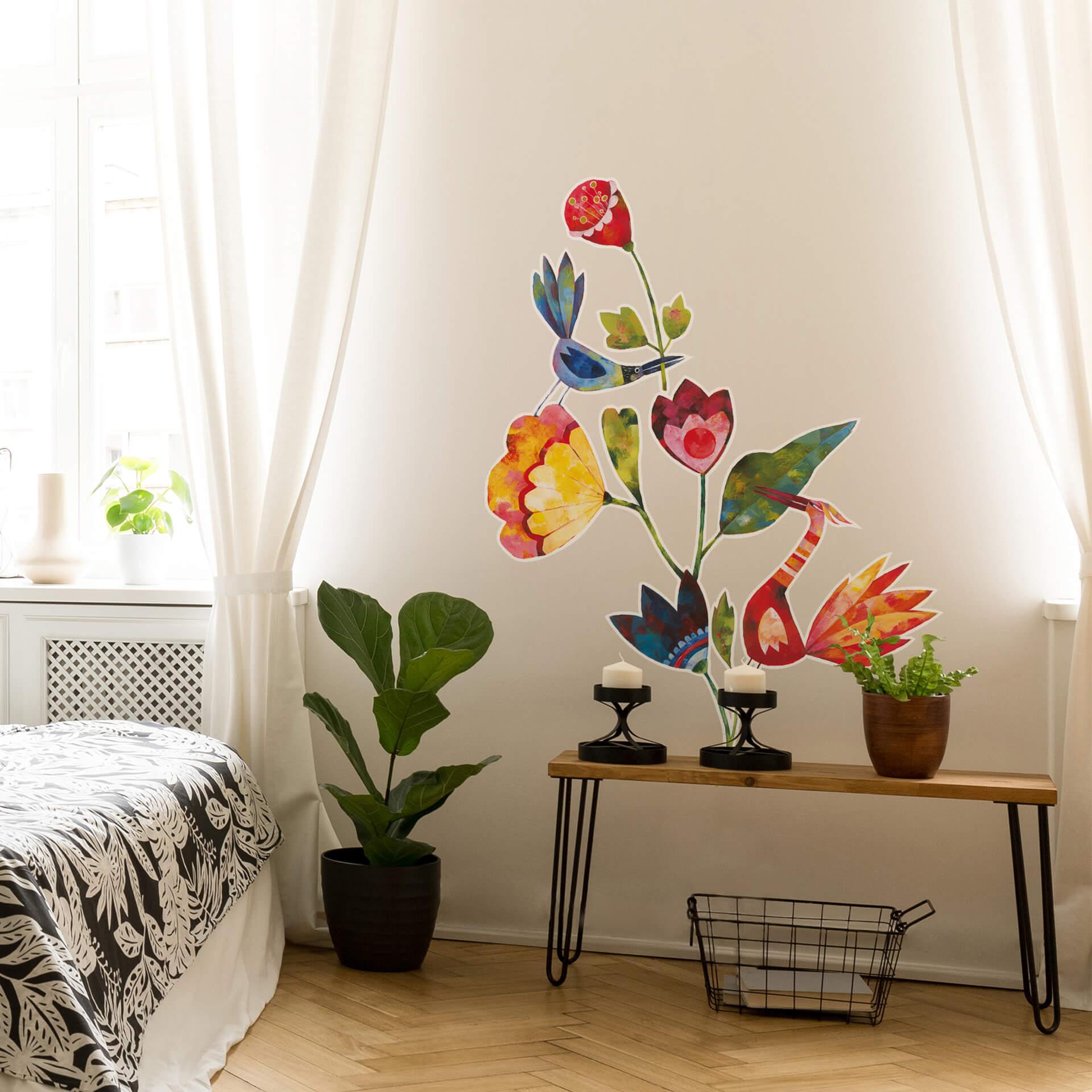 Wallsticker Blanz - Blomster og fugle