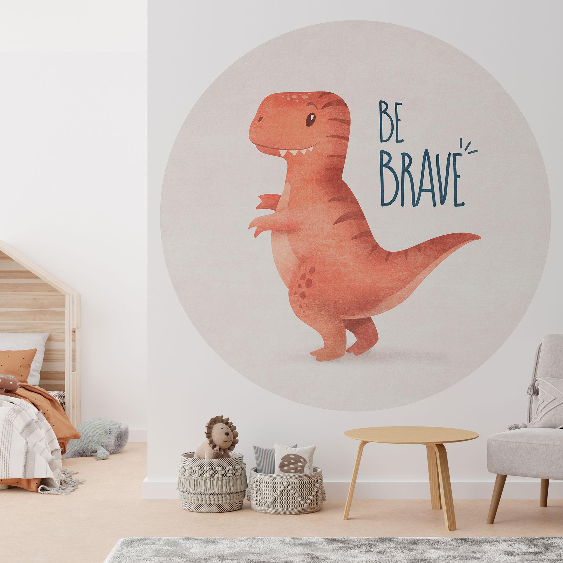 Tapet cirkel Dino Be Brave - T-Rex - Tunaboylu - vliesetapet/selvklæbende non-woven tapet