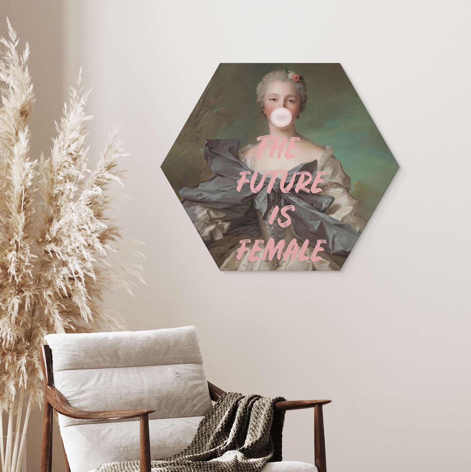 Sekskantet Billede Fremtiden er kvindelig - Grace Digital Art - Alu-Dibond