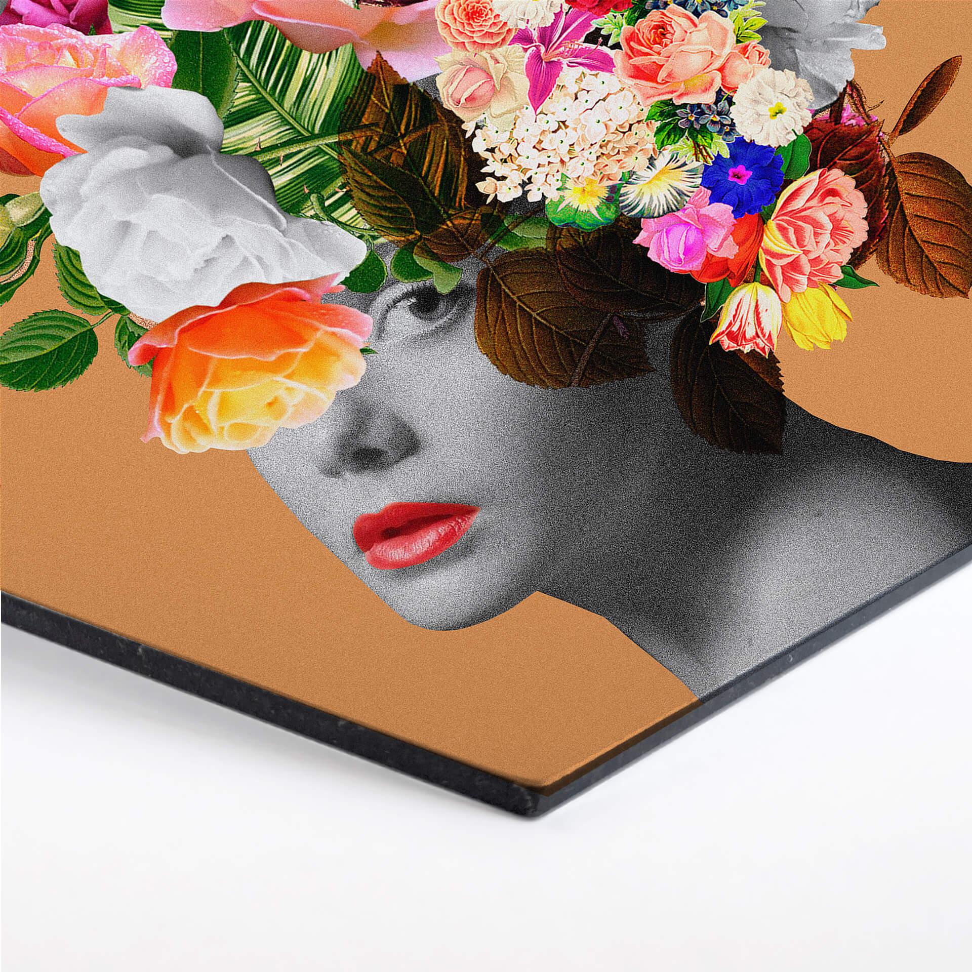 Hexagon - Alu-Dibond Frida Floral Studio - Orange Lady