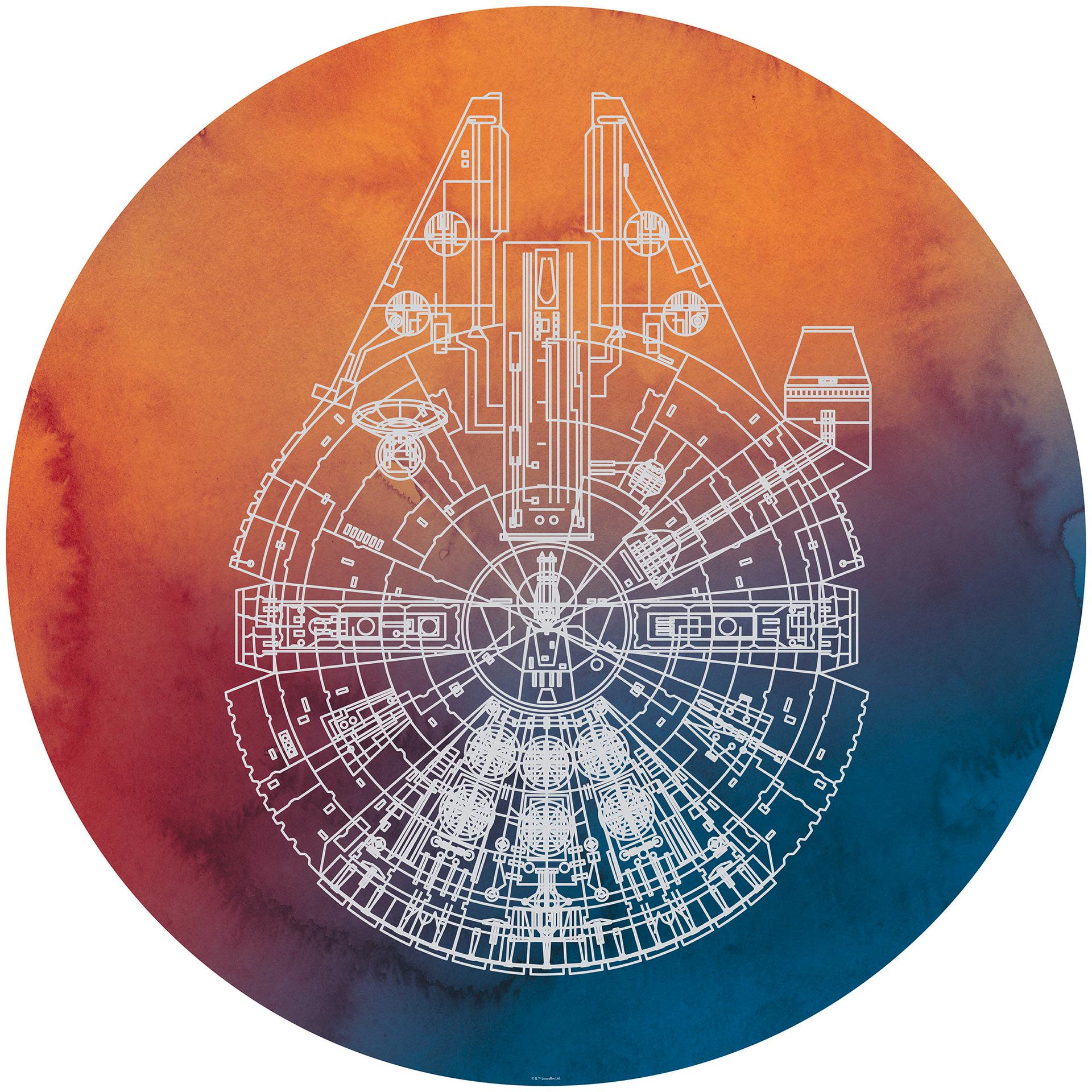 Selbstklebende Vlies Fototapete - Star Wars Millennium Falcon - 125 x 125 cm
