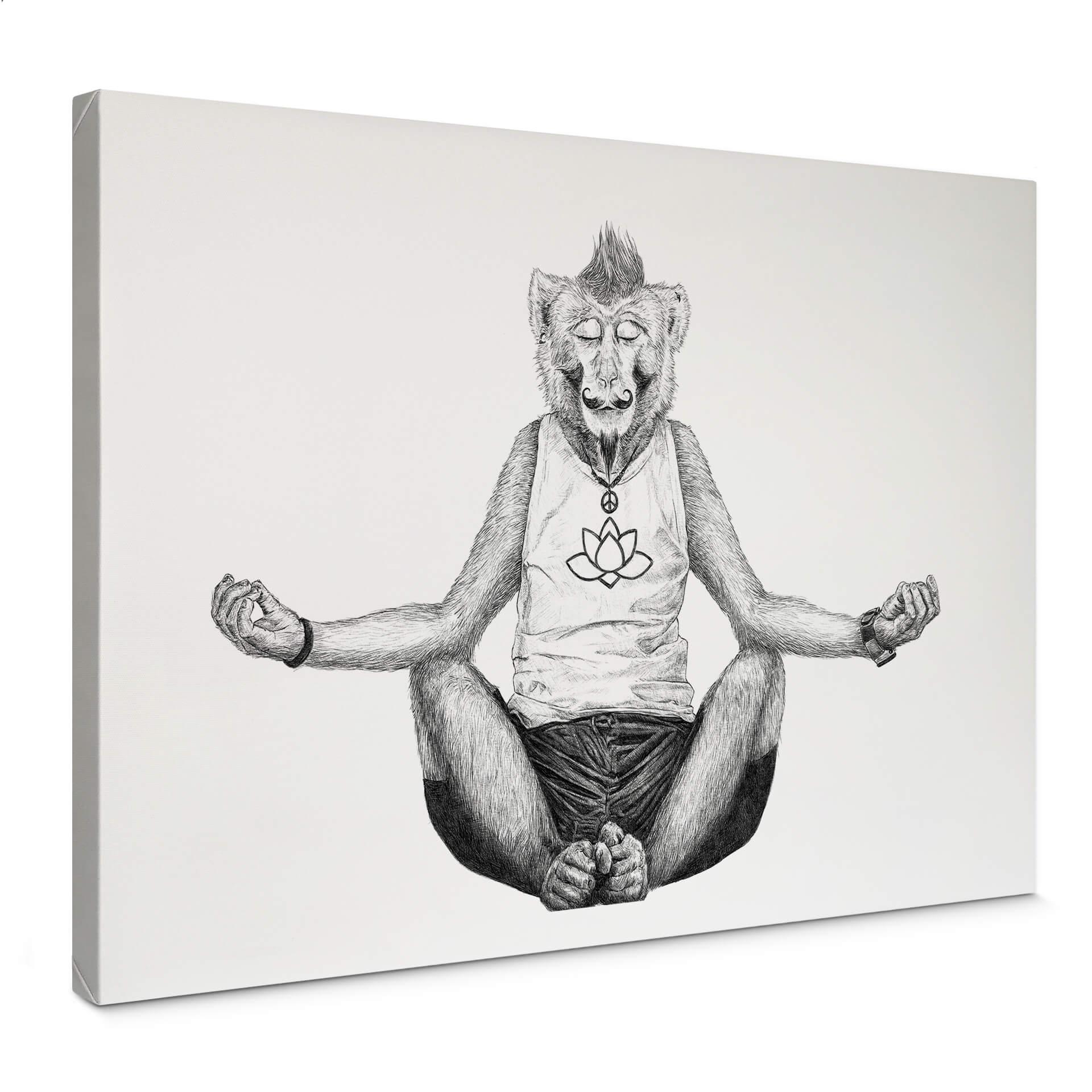 Canvastavla Kools - Monkey Yoga