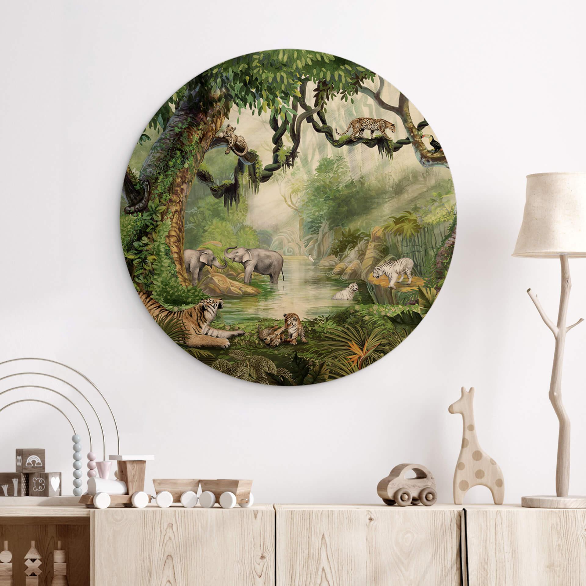 Holzbild Kikki Belle - Dschungelkatzen - Rund