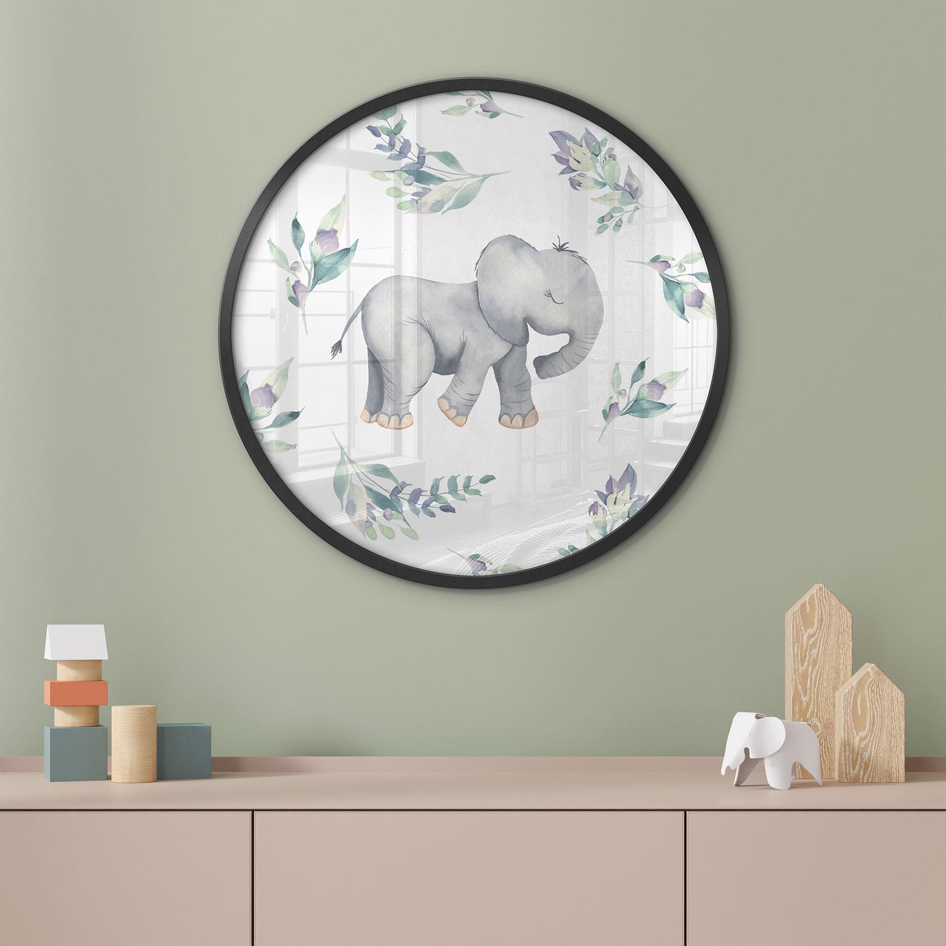 Poster Un simpatico elefantino tra rami boho - UN Designs