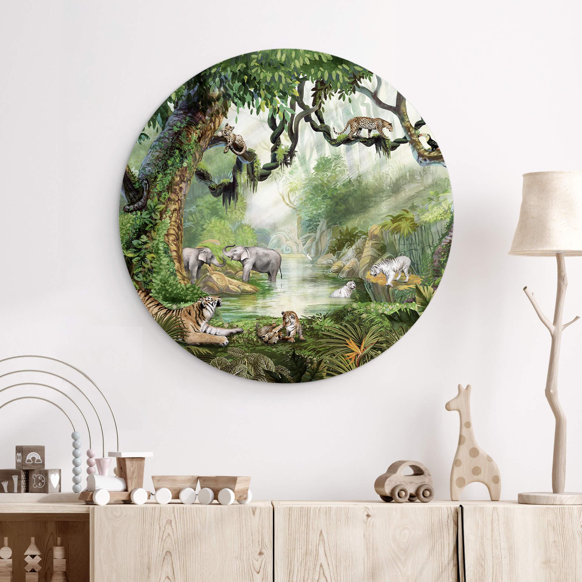 Wandbild Kikki Belle - Dschungelkatzen - Alu-Dibond Rund