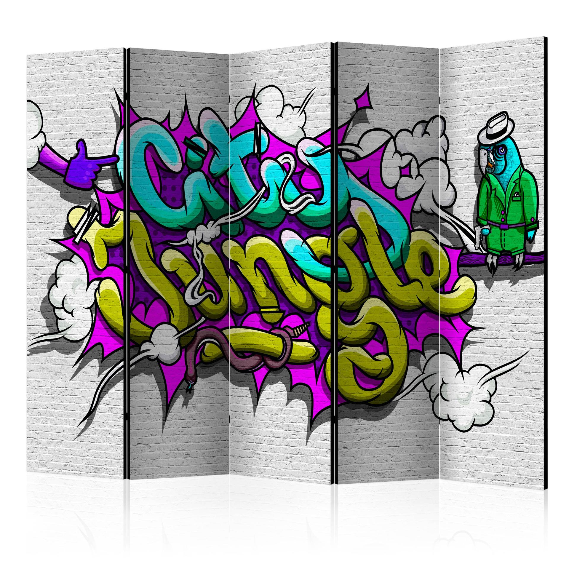 Rumdeler - Graffiti - Urban jungle, 5-delt - 225x172 cm