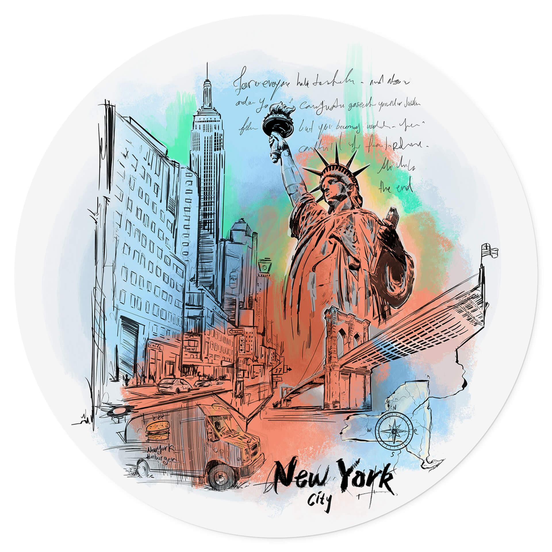 Vinilo decorativo New York Estatua de la Libertad - Redondo - Love your City
