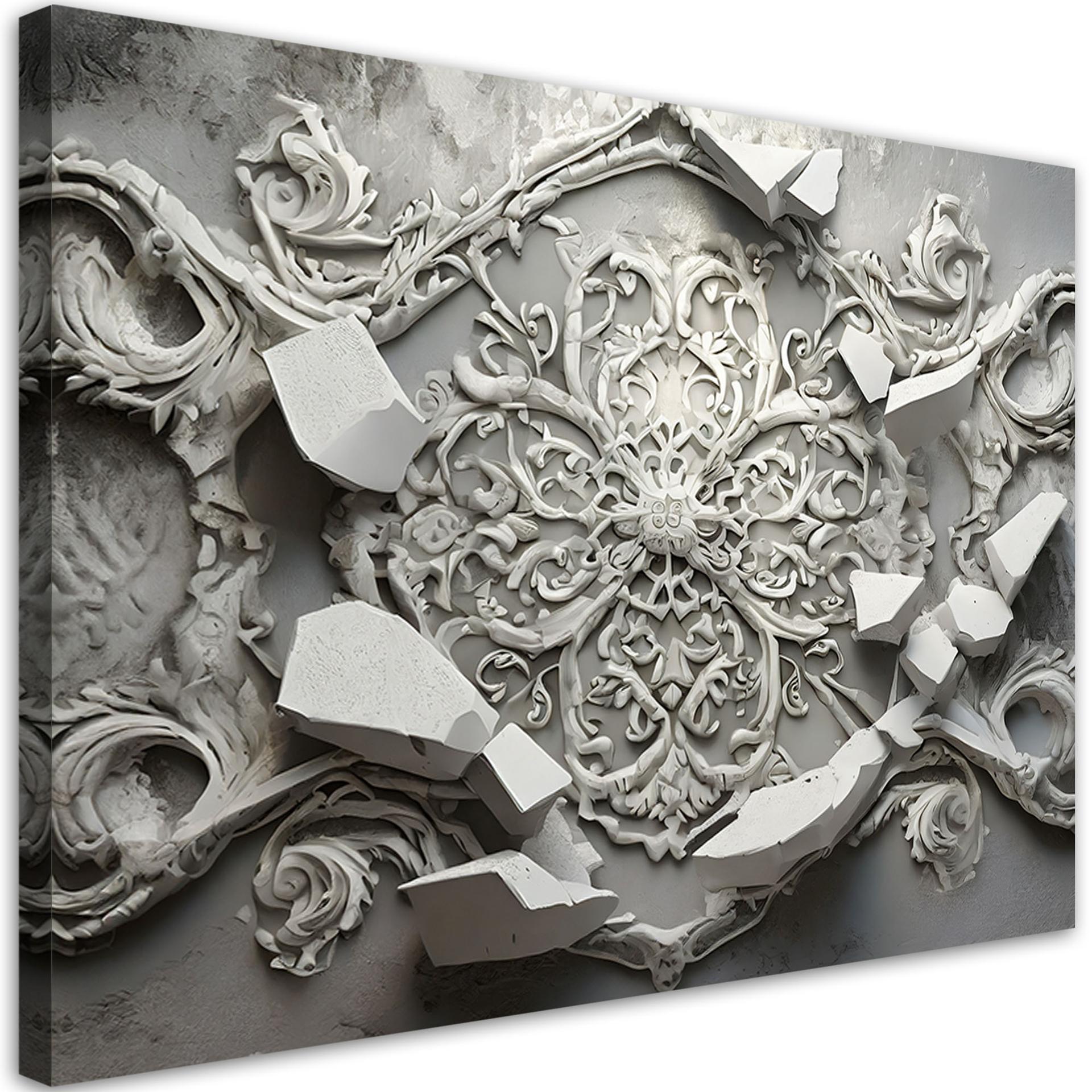 Leinwandbild Graue Abstraktion 3D