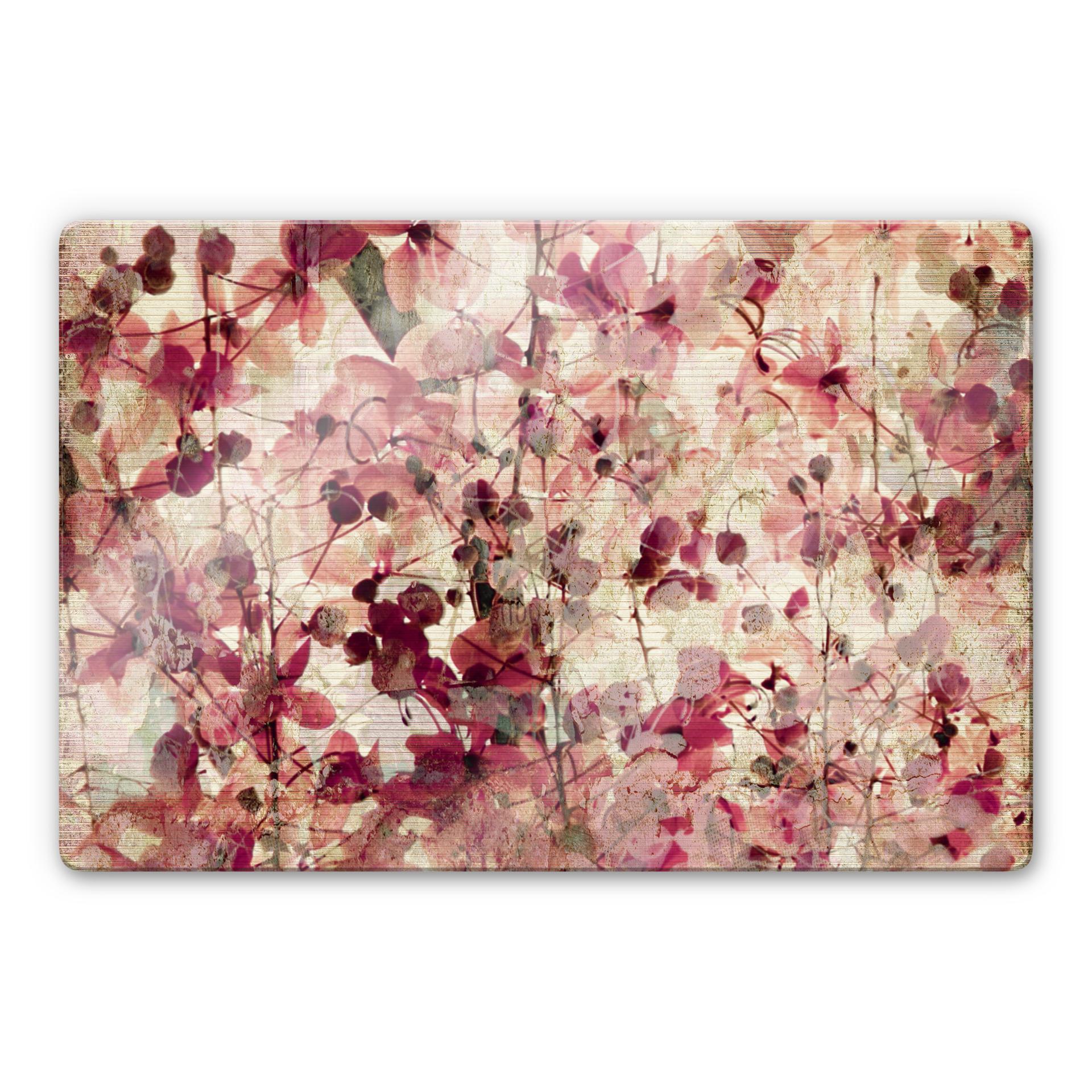 Tableau en verre - Motif Floral Vintage