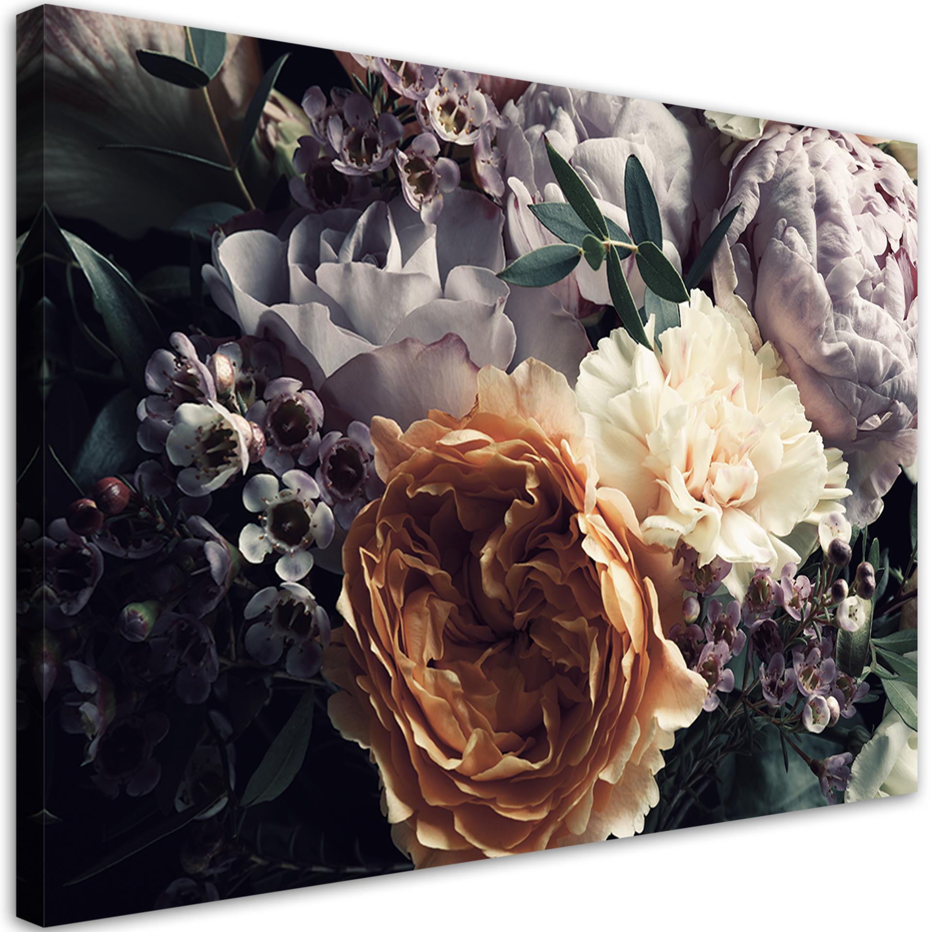 Canvasbillede, Pastel pæonblomst buket