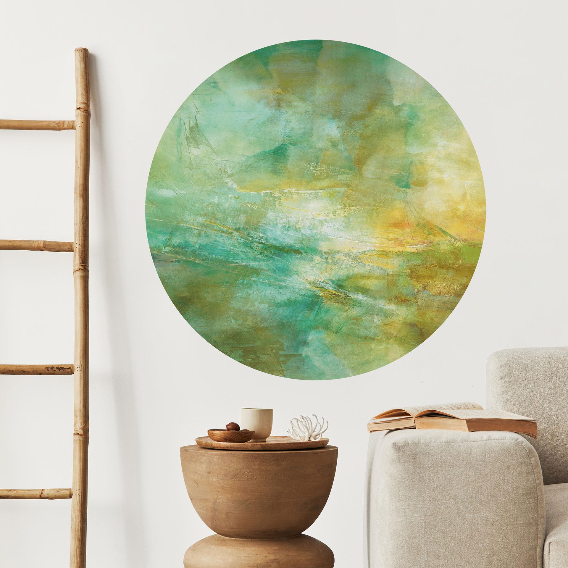 Wallsticker Abstrakt horisont i limegrøn - Schmucker - Rund
