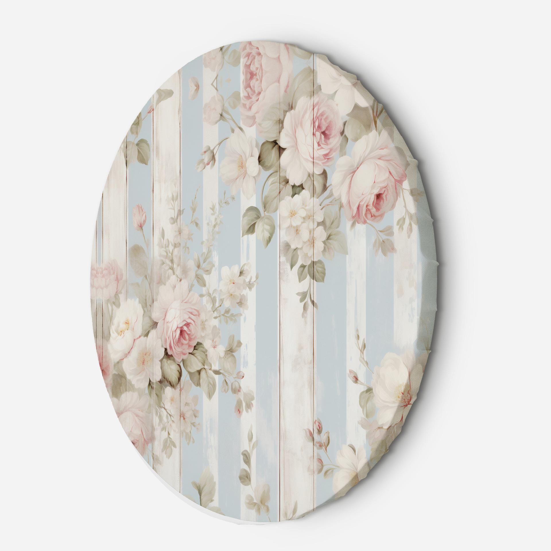Rundt lærredsbillede shabby chic blomster