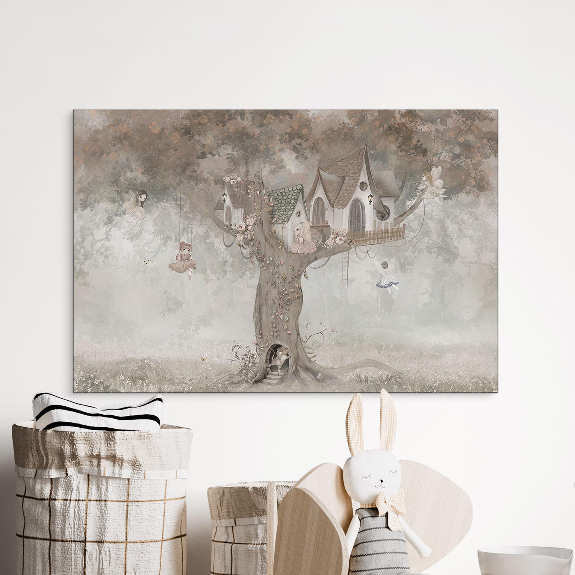 Wandbild Magisches Baumhaus mit Feen - Ms Tiff - Alu-Dibond
