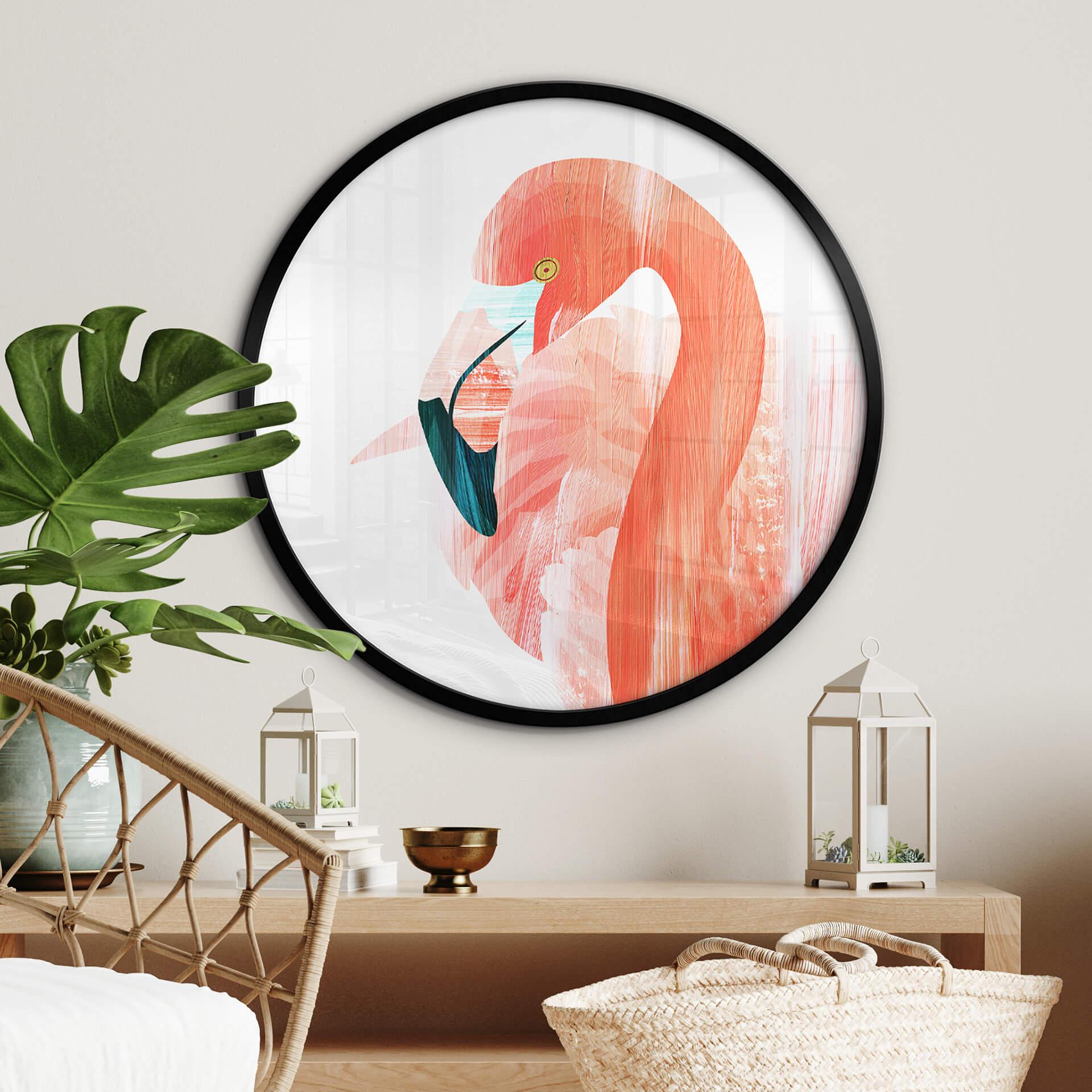 Póster Goed Blauw - Flamenco rosa - Redondo