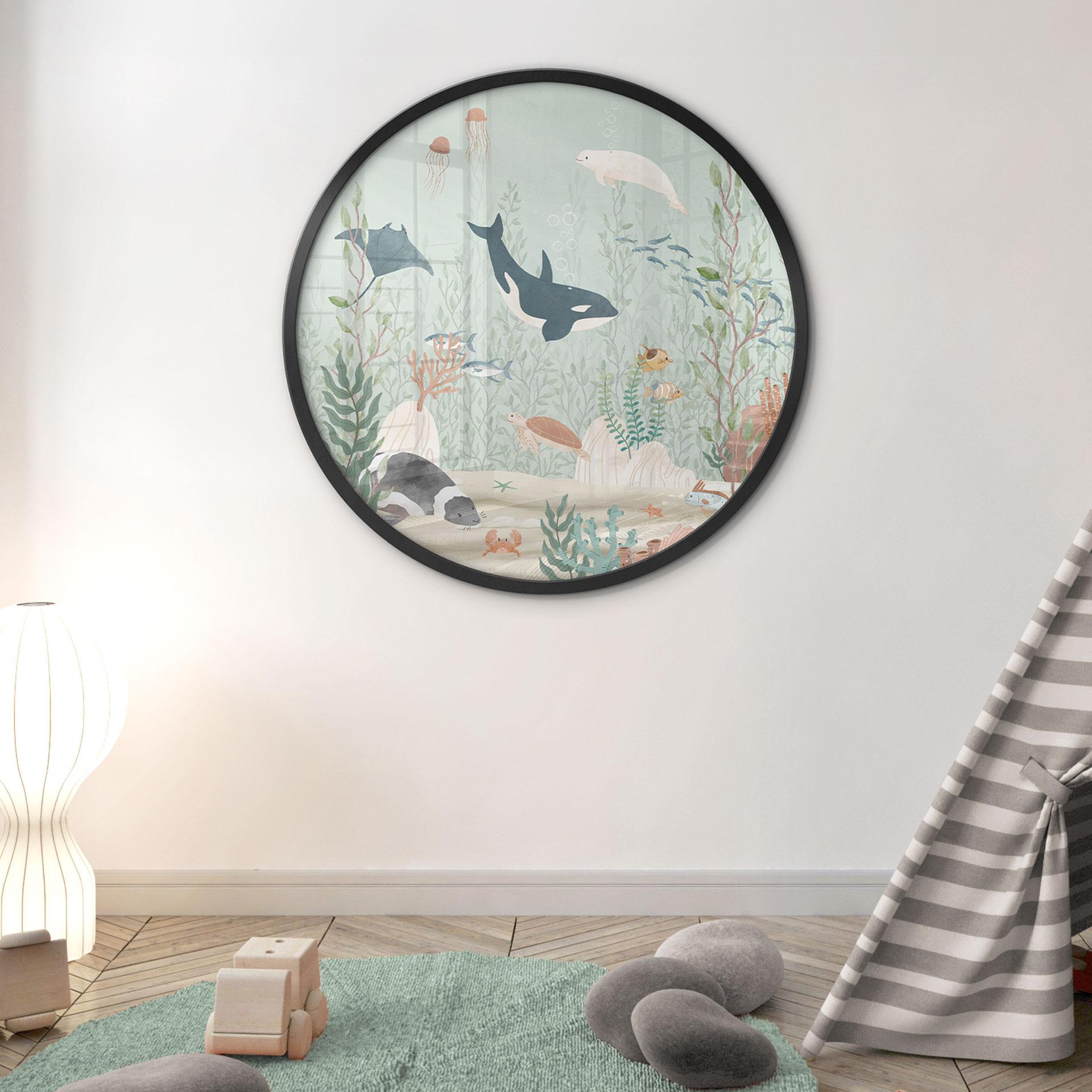 Plakat zwierzęta morskie w głębi oceanu - Oliver Robins - Round