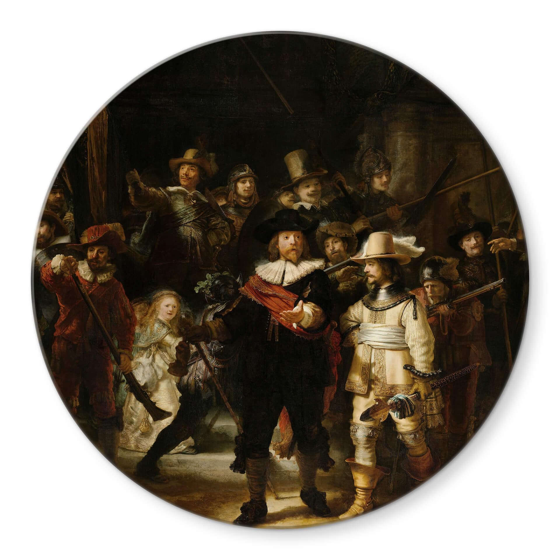 Glasschilderij Rembrandt - de Nachtwacht