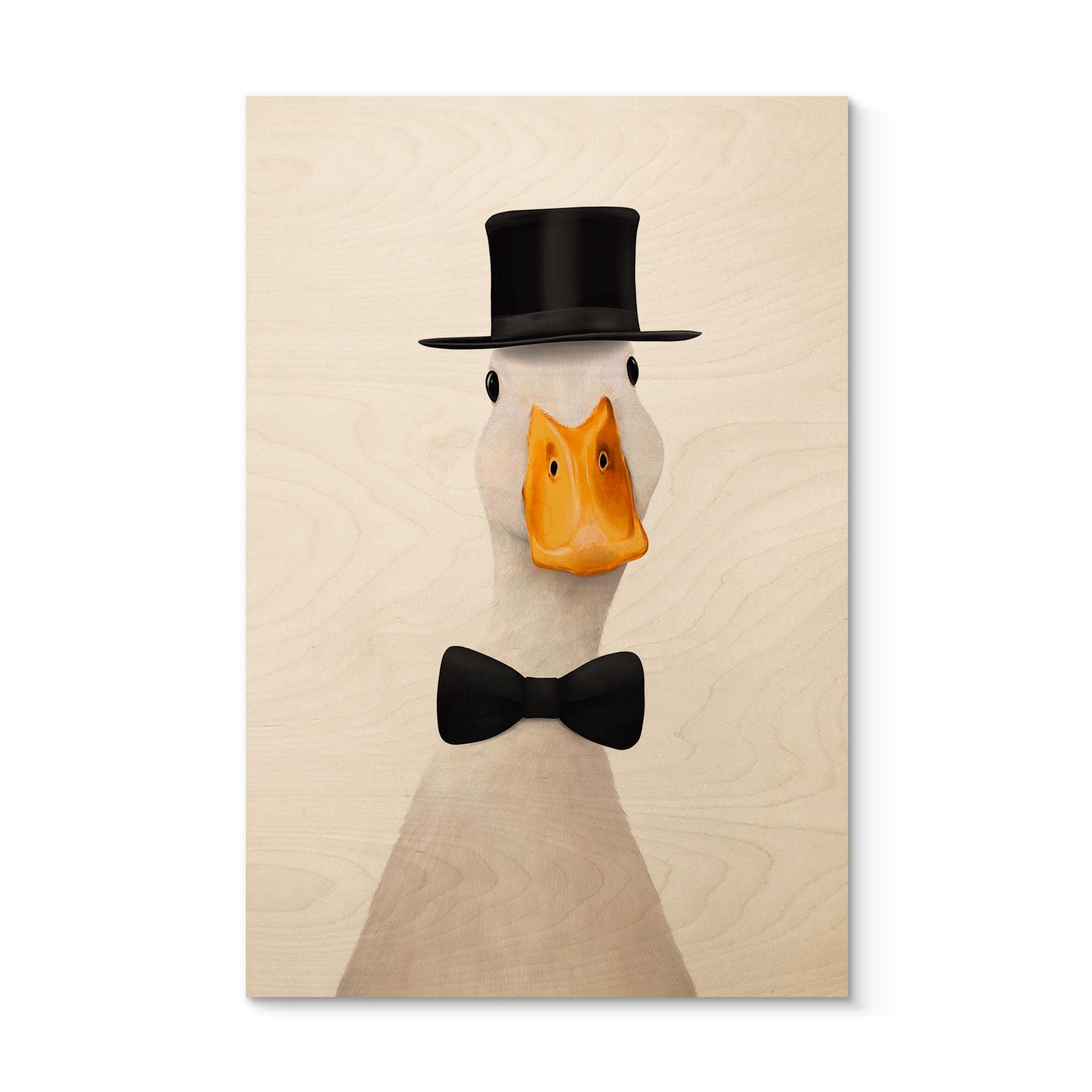 Tableau sur bois Gentleman Oie avec chapeau haut-de-forme - Korenkova
