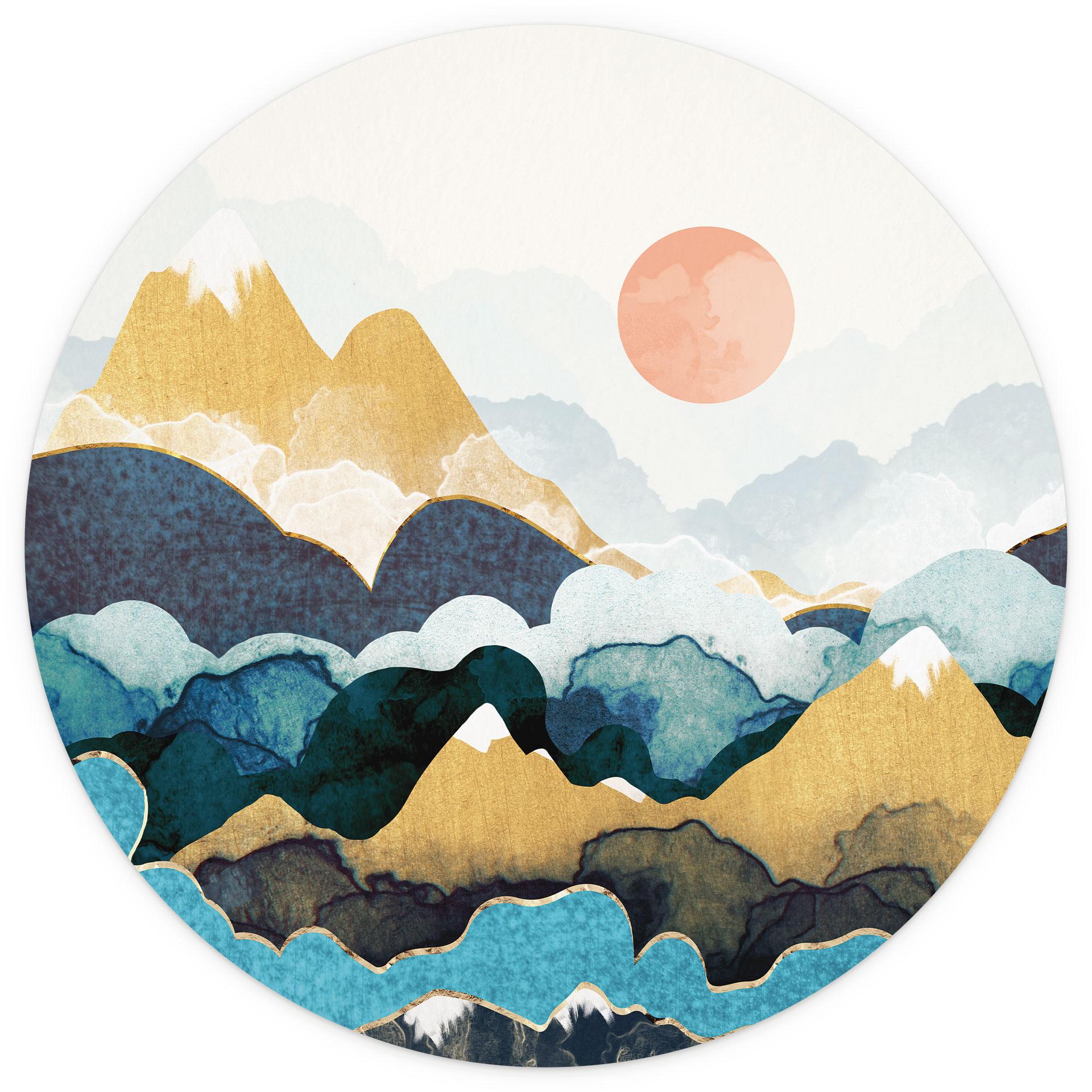 Behangcirkel Bergtop boven de wolken - SpaceFrog Designs - vliesbehang/zelfklevend vliesbehang