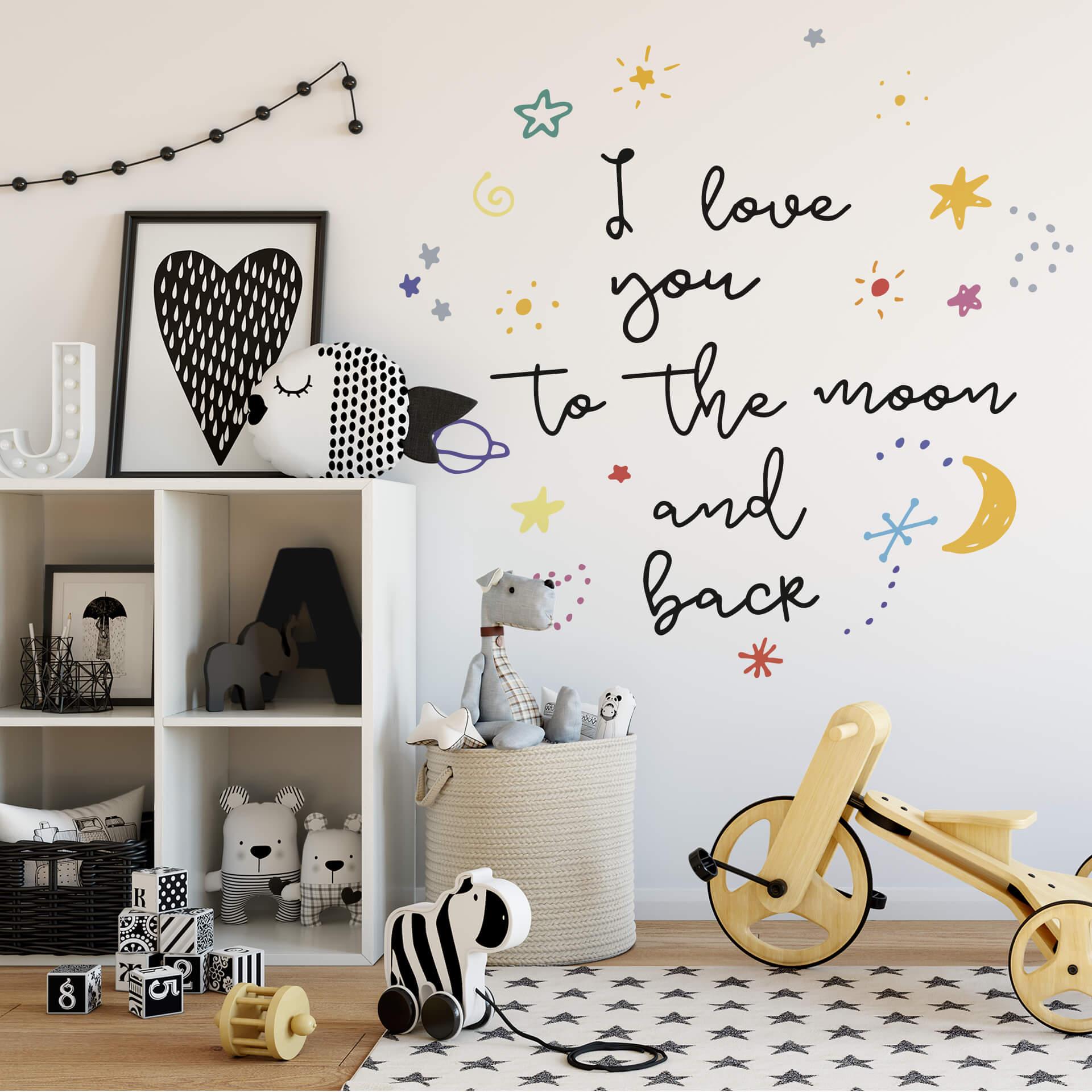 Wallsticker - Doodle Space I love you to the moon and