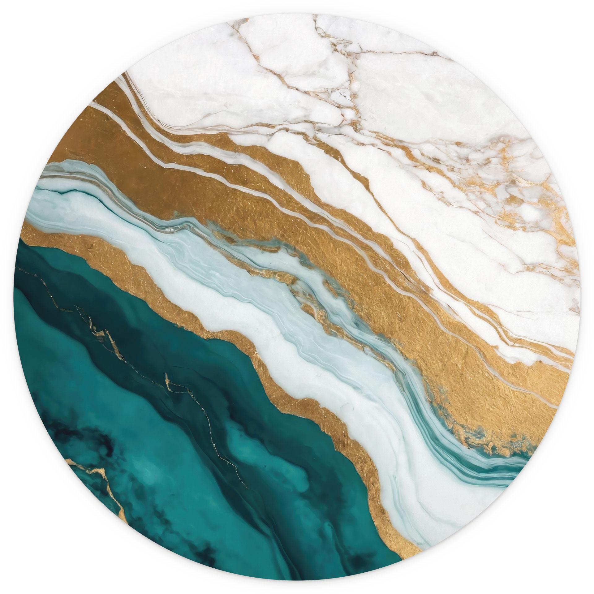 Marmeren rivier van goud en jade Fotobehang - Alpenglow Workshop - Rond - vliesbehang/zelfklevend vl