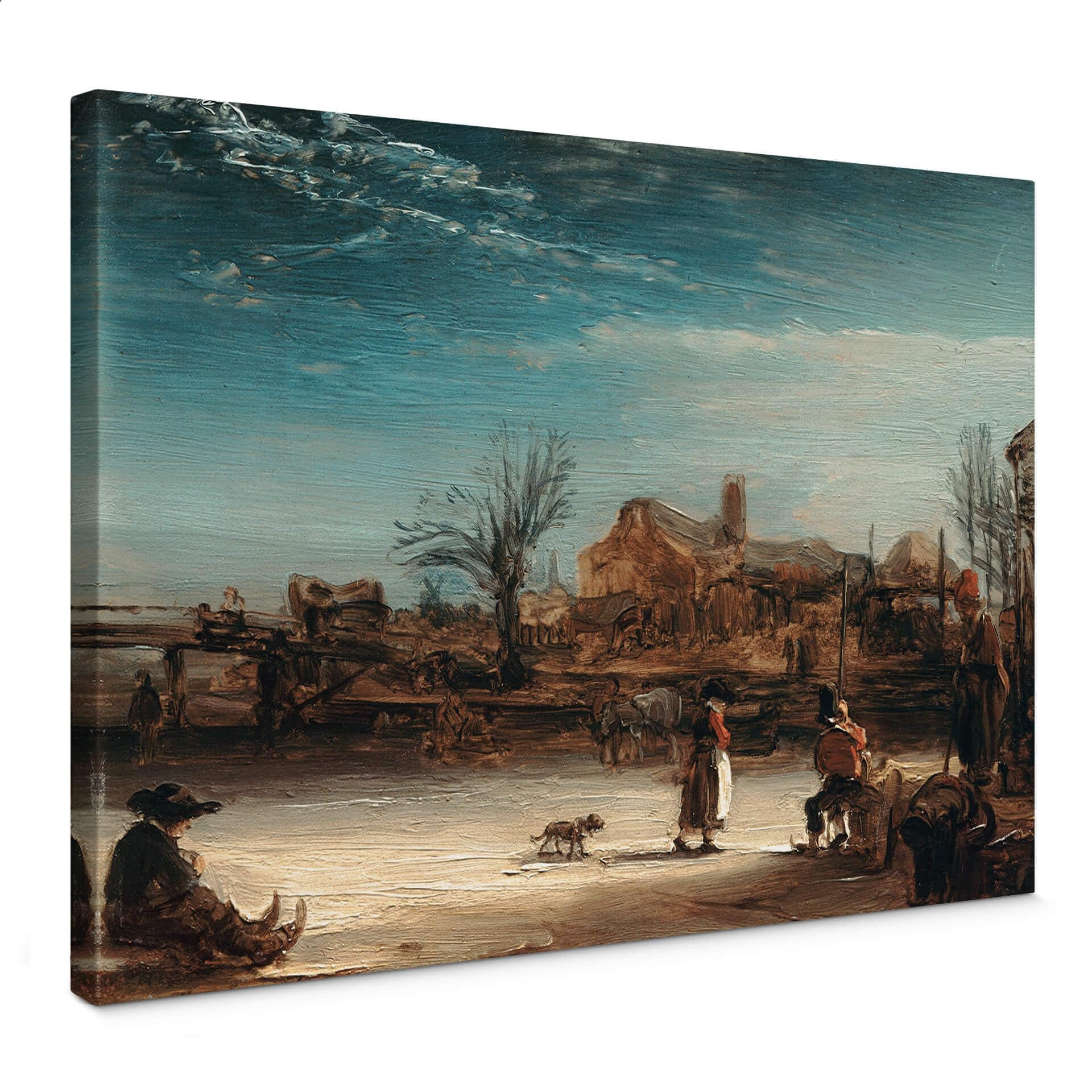 Rembrandt- vinterlandskab - Lærredsprint
