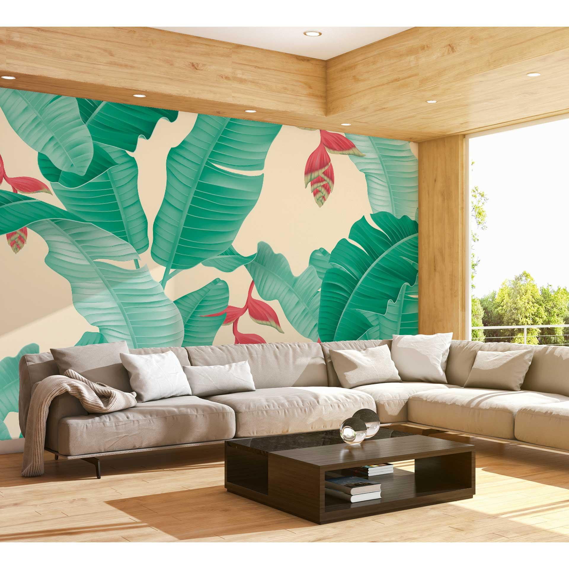 Livingwalls Fotobehang ARTist Heliconia with Palms