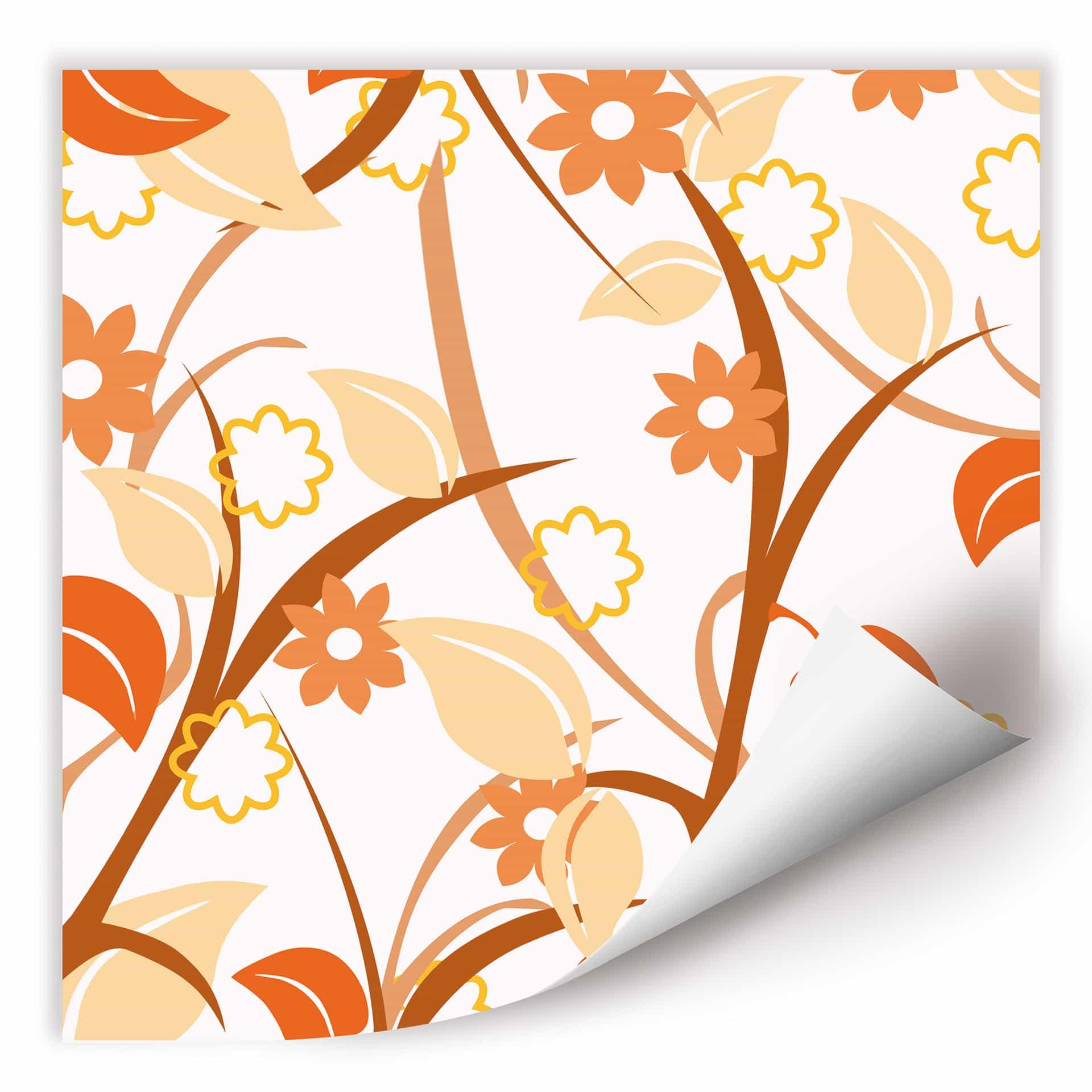 Poster autocollant - W - Fleurs Oranges
