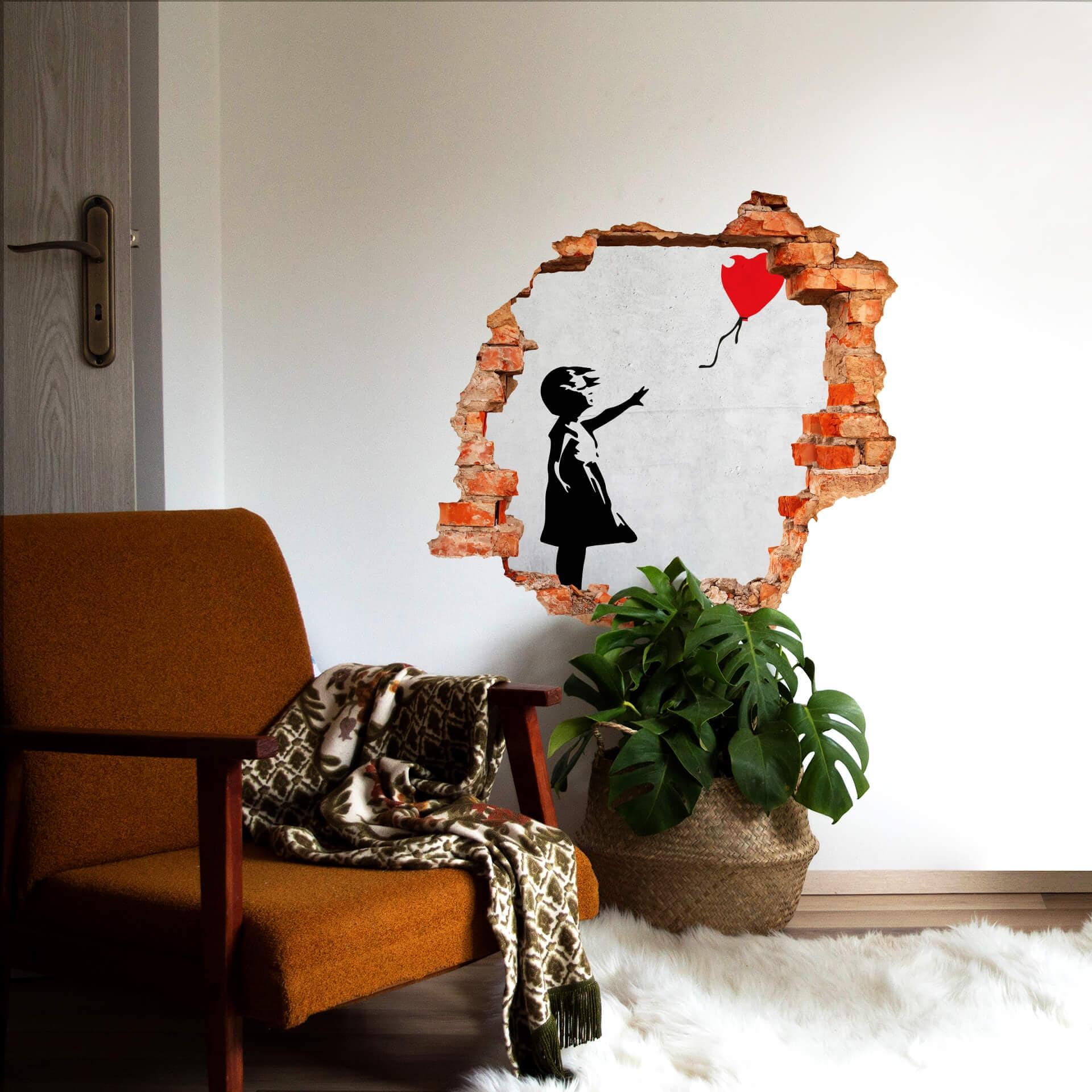 3D - Wallsticker Banksy - Girl with the red balloon